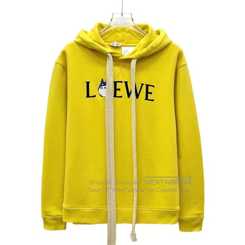 Loewe Loewe Yellow Logo Embroidered Cotton Hooded Drawstring Lon Size XS / US 0-2 / IT 36-38 - 1 Thumbnail
