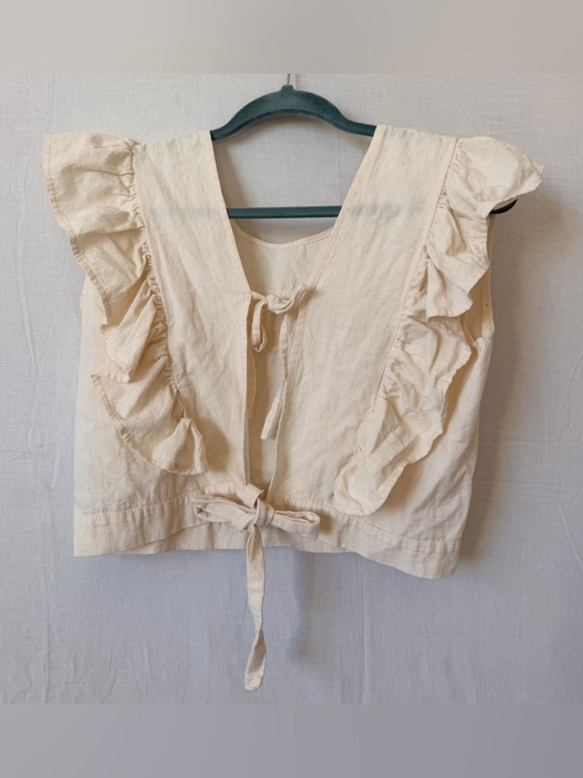 Other Handmade Embroidered Cotton Vest Tie Front Ruffle Crop Top Size S / US 4 / IT 40 - 4 Thumbnail