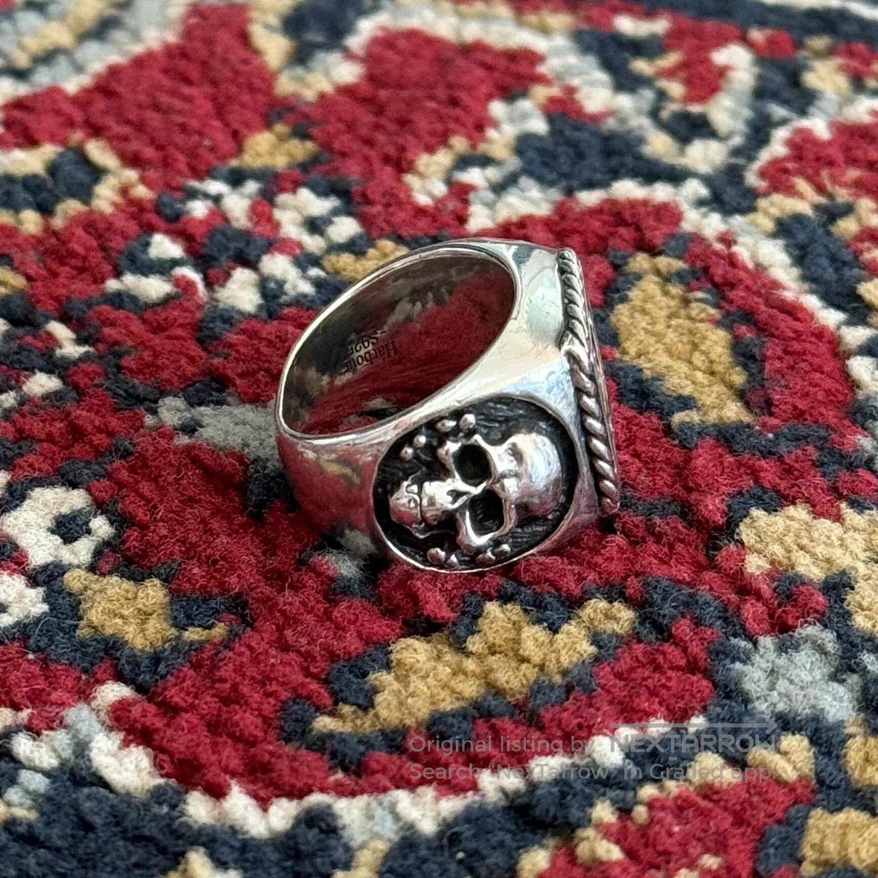 Vintage Enamel Skull Lightning Ring. Size ONE SIZE - 1 Thumbnail
