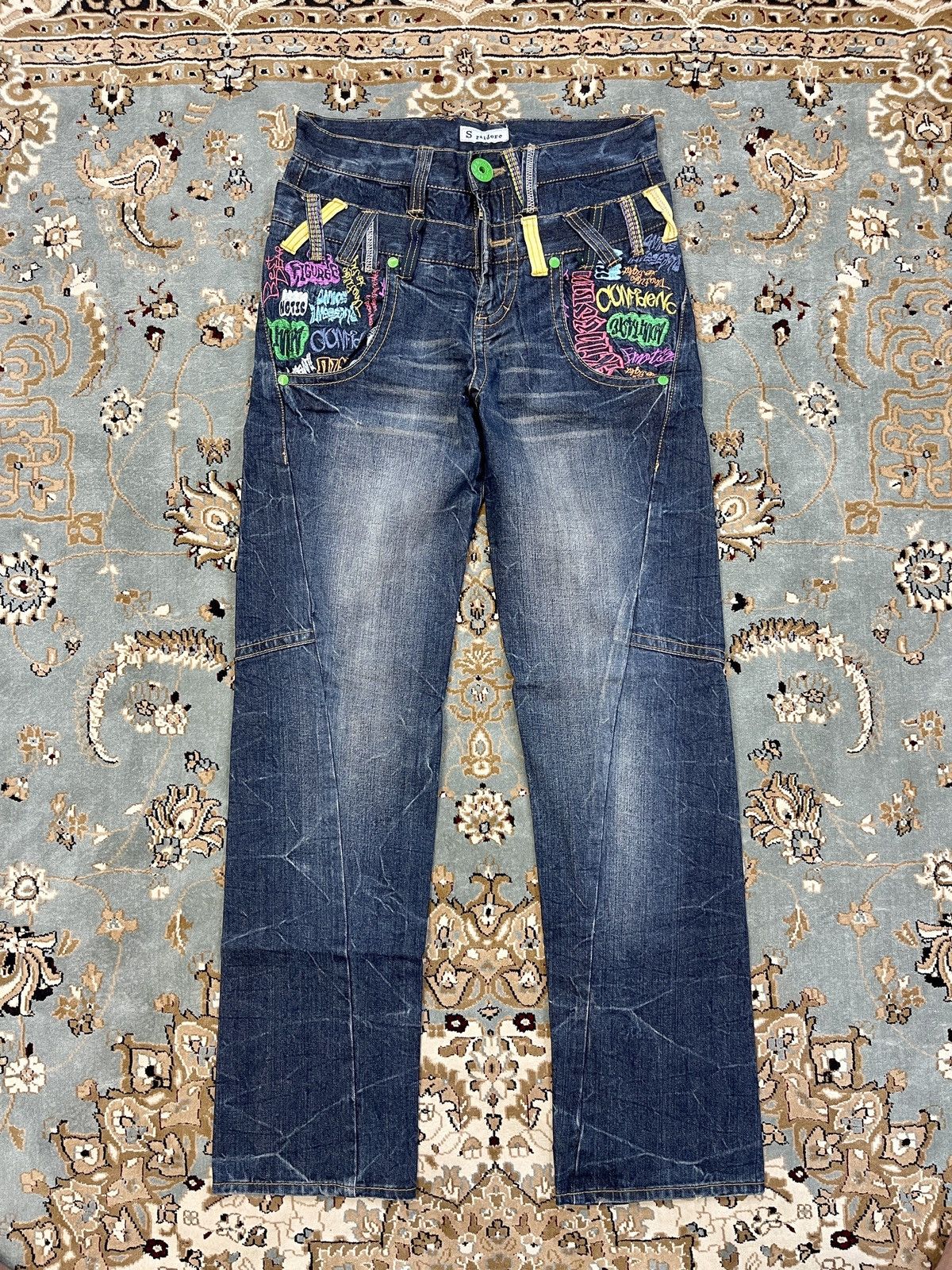 If Six Was Nine VINTAGE DISTRESSED DOUBLE WAIST SORRIDERE RARE DENIM PANTS Size US 29 - 3 Thumbnail