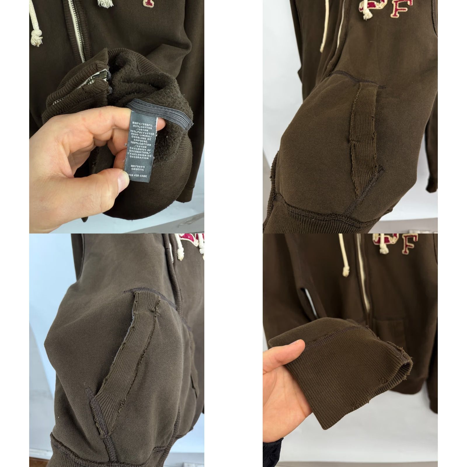 Abercrombie & Fitch Abercrombie & Fitch Y2K Distressed Hoodie Opium Style Rare M Brown Mens Hoodie Zip (Size M/L) Size US M / EU 48-50 / 2 - 8 Thumbnail