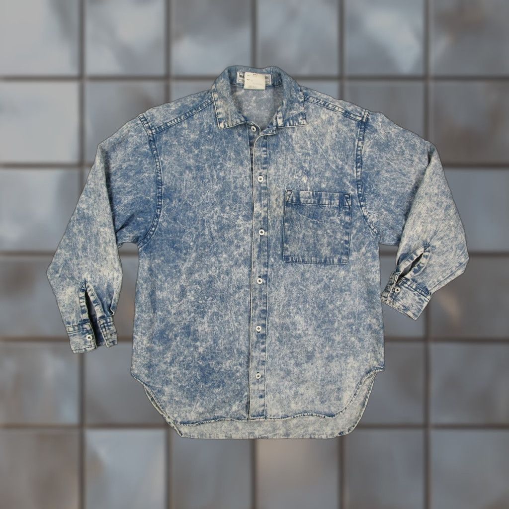 VINTAGE Made in the Shade Shirt Women Small Blue Acid Wash Denim Pocket USA 90s