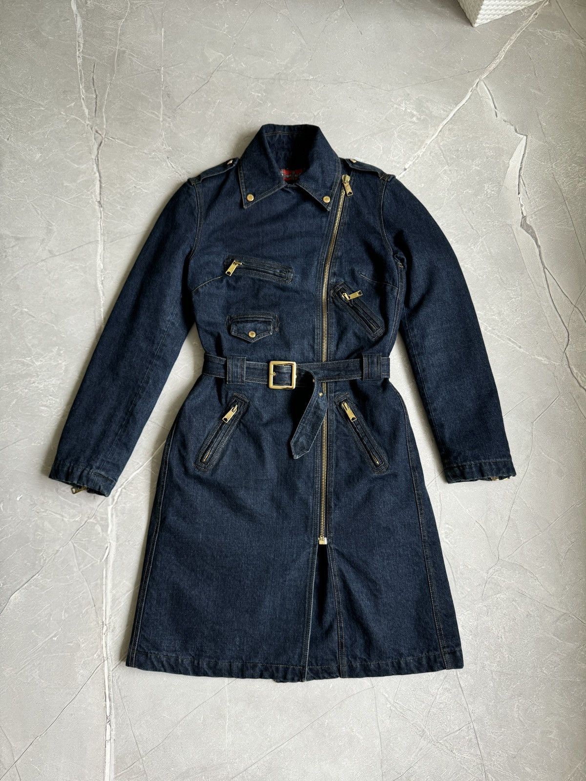 Dolce & Gabbana Vintage 00s Dolce & Gabbana Denim Biker Trench Coat Jacket Size S / US 4 / IT 40 - 3 Thumbnail