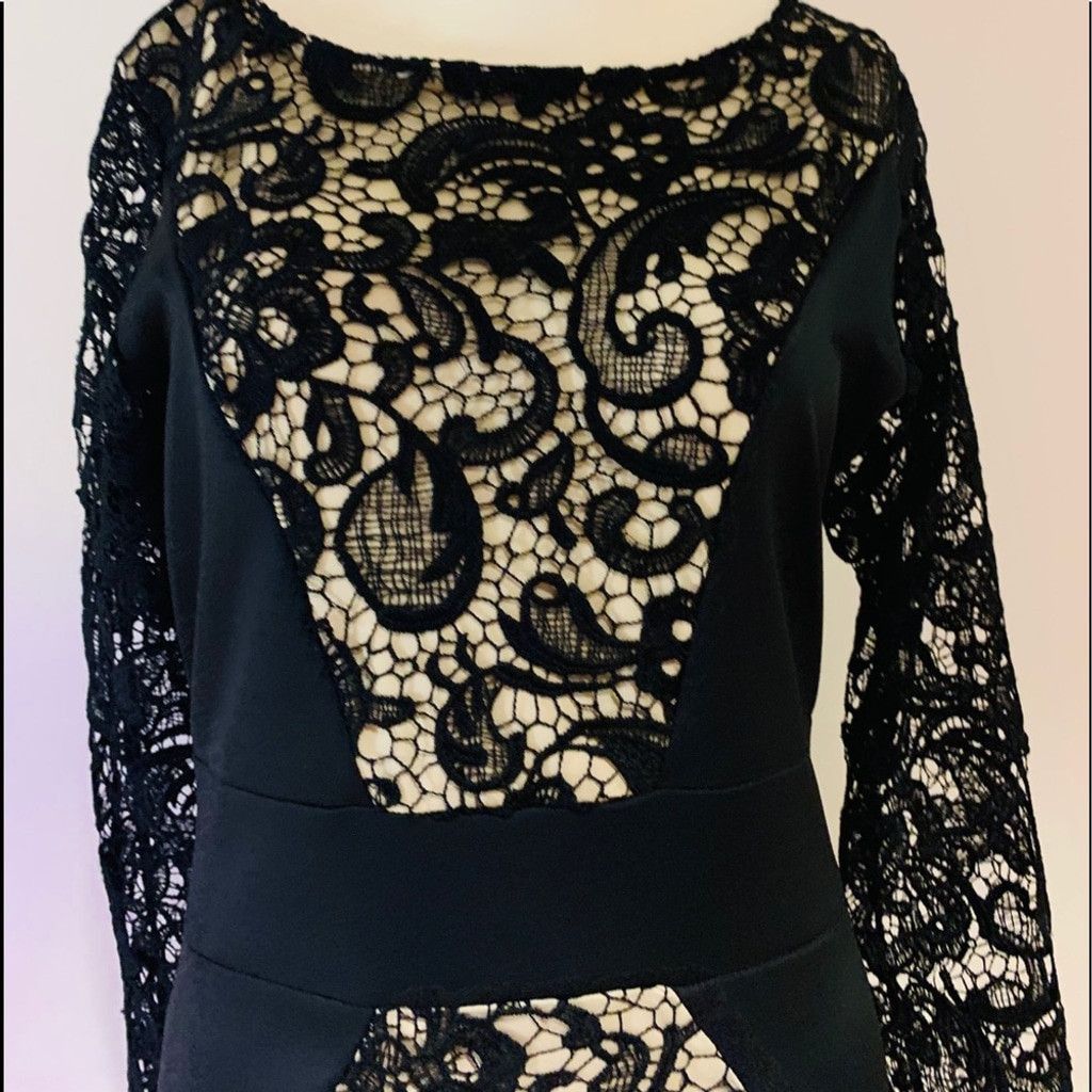 Other Black Lace with Nude liner dress in Size L Size L / US 10 / IT 46 - 3 Thumbnail