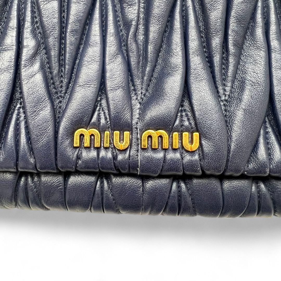 Miu Miu Miu Miu - Matelasse Shoulder Bag Navy Leather Size ONE SIZE - 2 Thumbnail