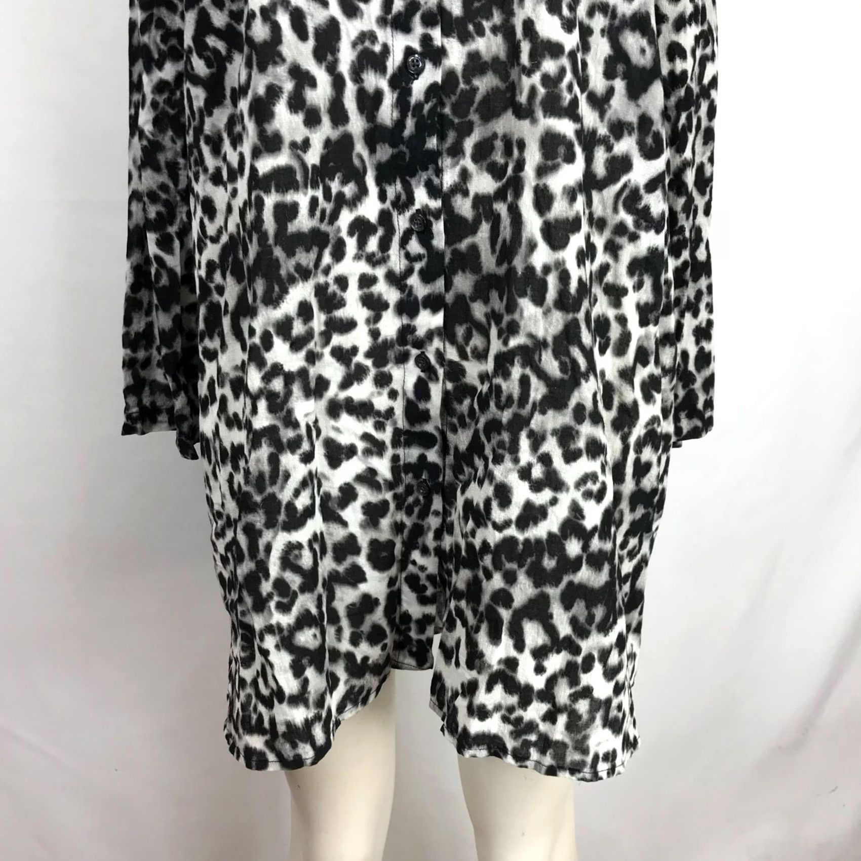 Lands' End LANDS' END WOMEN'S Blouse M/P 10-12 LONG SLEEVE Button Up Tunic TOP Black & Gray #PM# Size M / US 6-8 / IT 42-44 - 3 Thumbnail