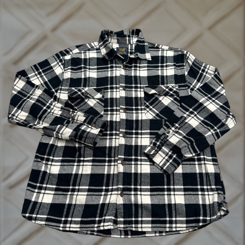 Vintage JACHS Heritage Plaid Flannel Button-Down Shirt Men 2XL Black White Cotton Casual Size US XXL / EU 58 / 5 - 1 Thumbnail