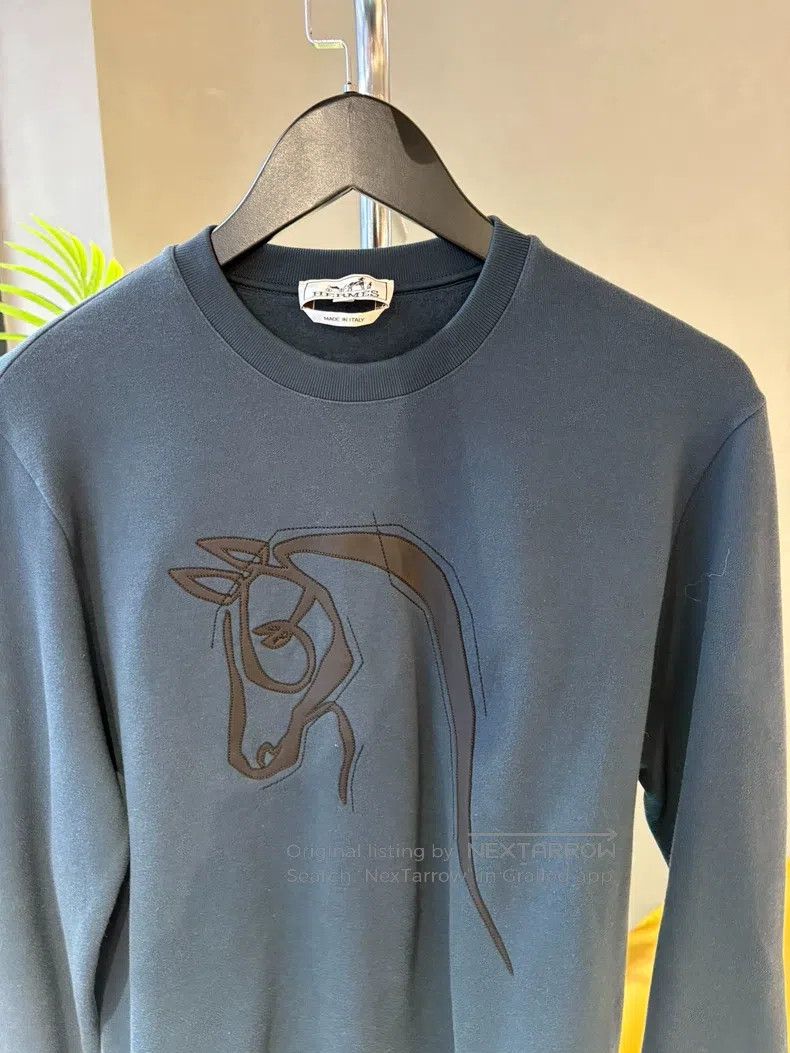Hermes Hermes Blue horse head sweatshirt Size S / US 4 / IT 40 - 4 Thumbnail