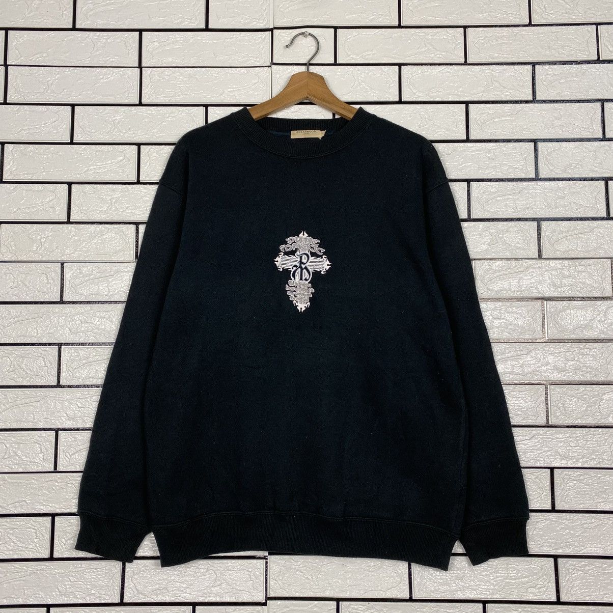 Japanese Brand 📌Vintage Sweatshirt Greetwood Big Logo Cross Design Size US L / EU 52-54 / 3 - 2 Thumbnail