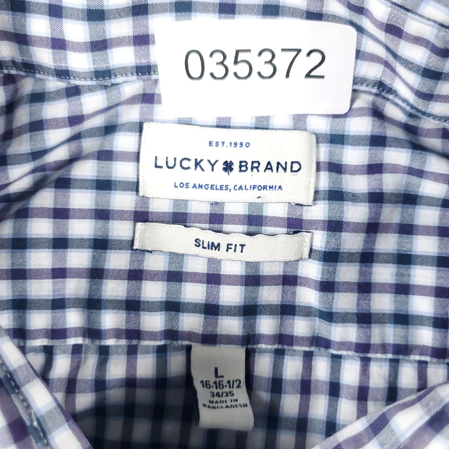 Lucky Brand Lucky Brand Shirt Mens Large Blue Check Button-Up Short Sleeve Casual Cotton Blend Regular Size US L / EU 52-54 / 3 - 6 Thumbnail