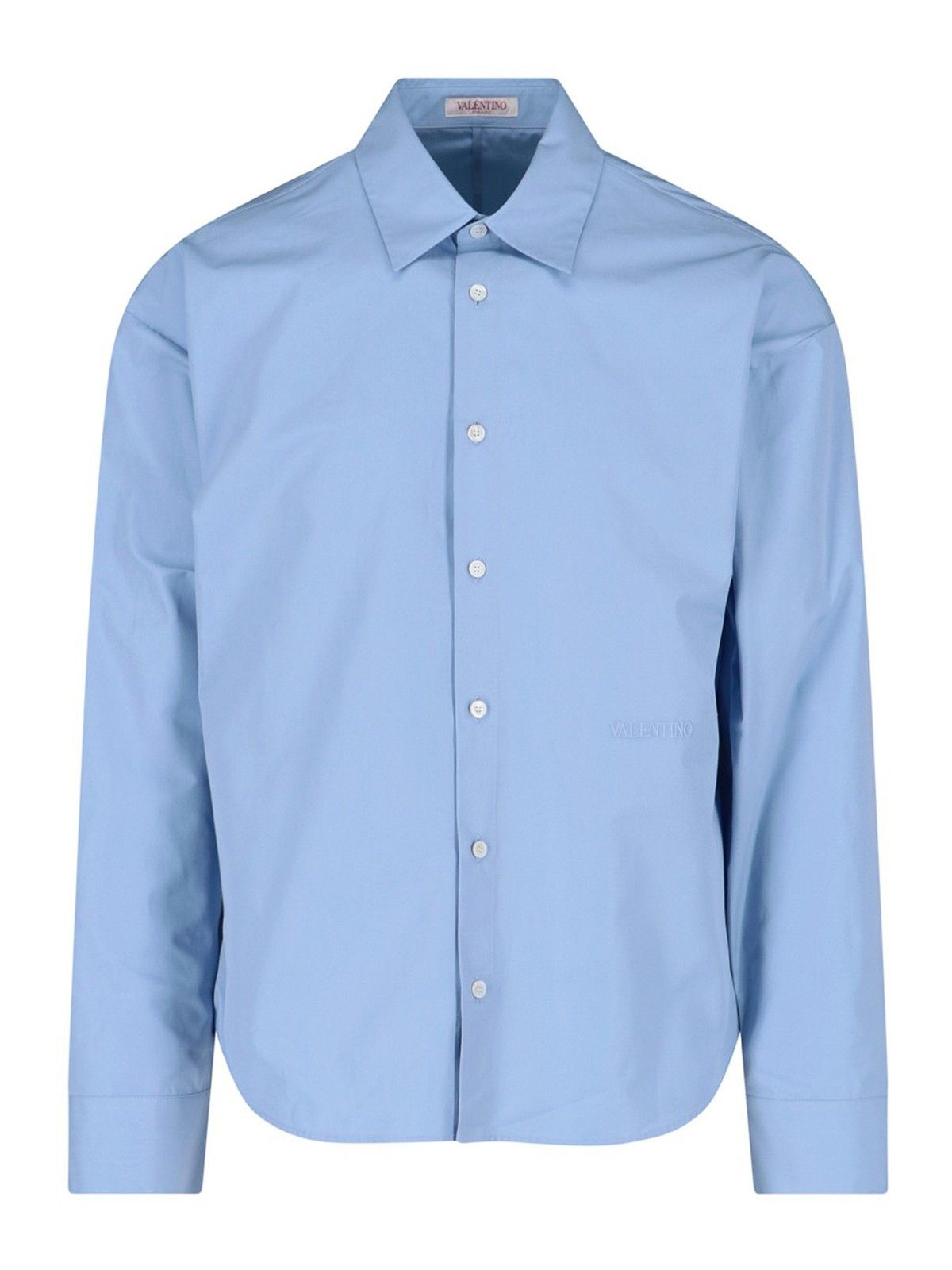 Valentino o1y0525 Logo Solid Color Shirt in Sky Blue Size US M / EU 48-50 / 2 - 1 Thumbnail