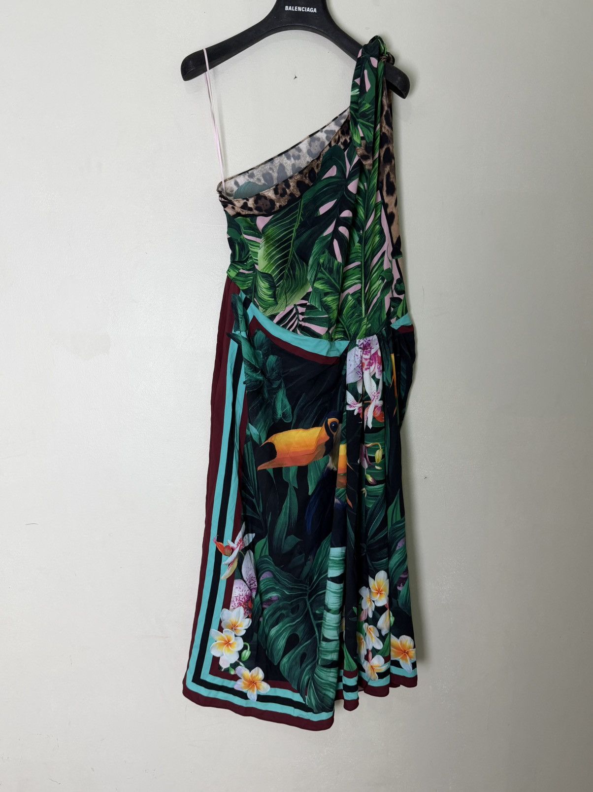 Dolce & Gabbana Dolce & Gabbana Tropical Jungle Print One-Shoulder Dress Size S / US 4 / IT 40 - 1 Thumbnail