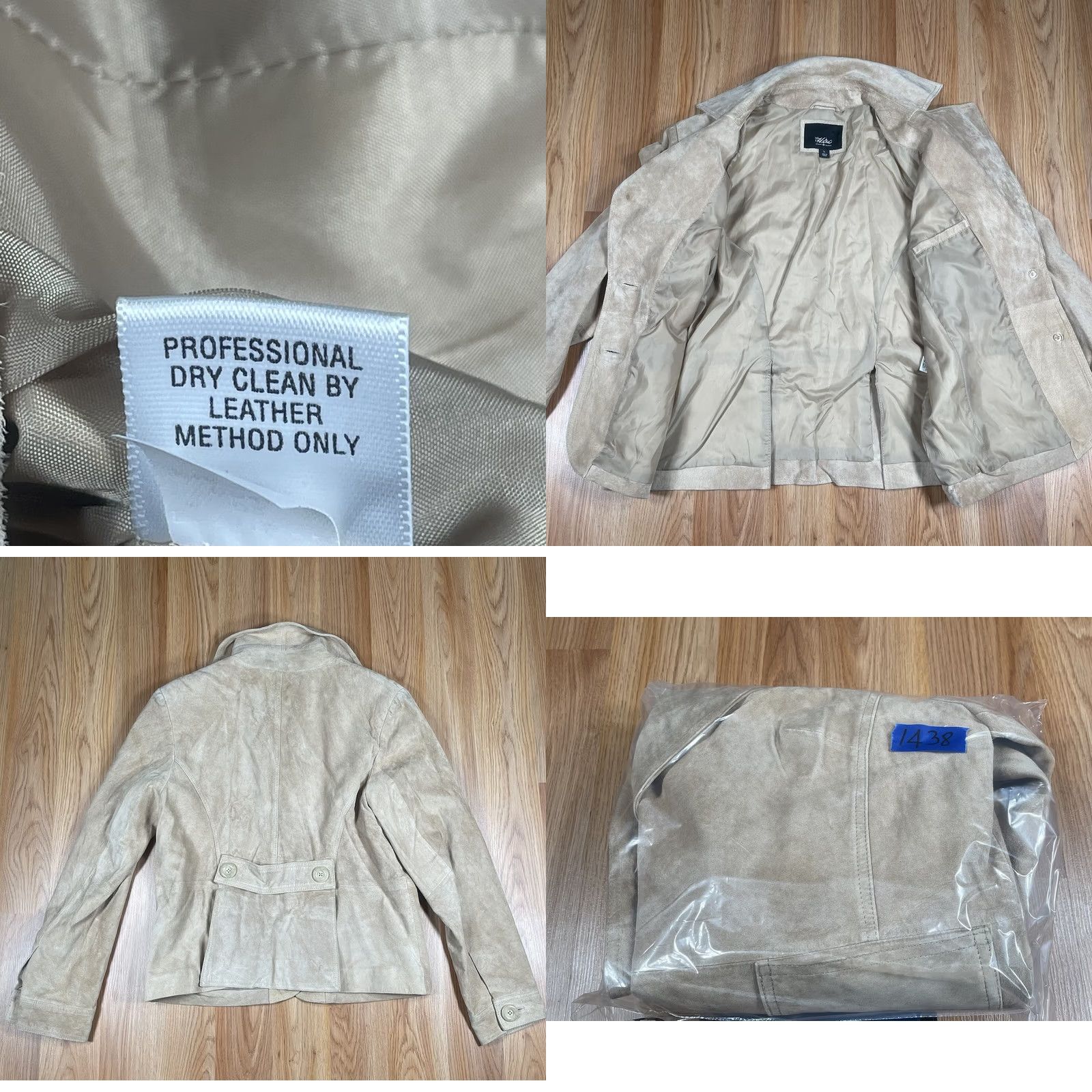 Mossimo VINTAGE Mossimo Blazer Jacket Womens L Beige Genuine Suede Leather Lined Shirt Size L / US 10 / IT 46 - 9 Thumbnail