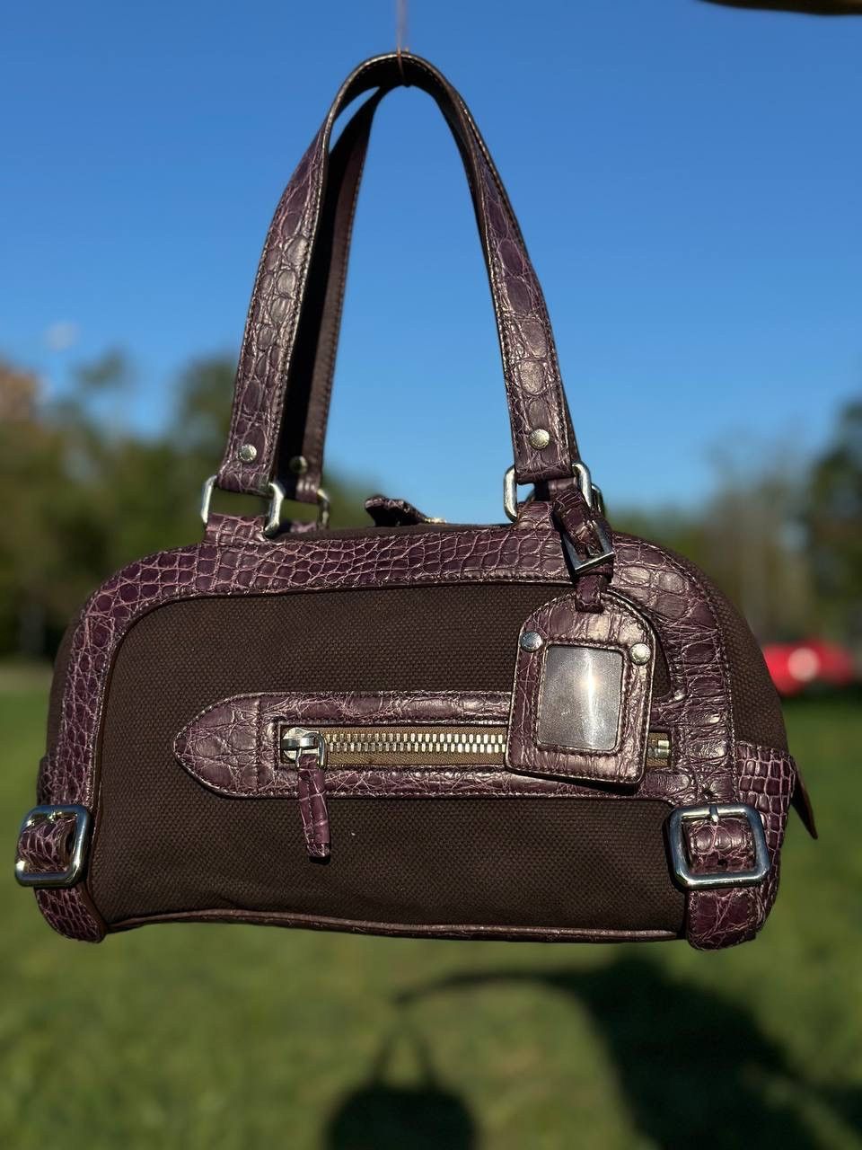 Prada Rare Bag - Prada Bowling crocodile Handbag Purple - Vintage Size ONE SIZE - 17 Thumbnail