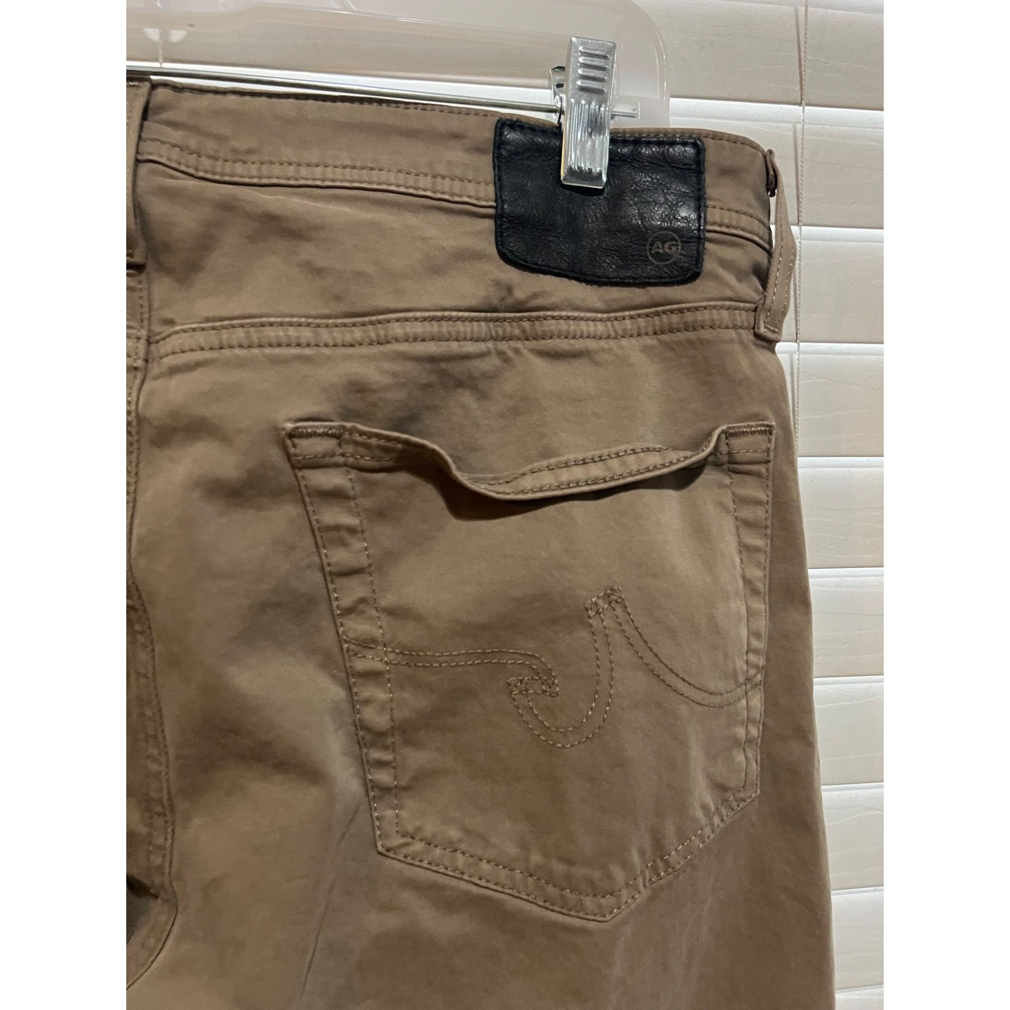 AG Adriano Goldschmied Adriano Goldschmied The Tellis Modern Slim Mens Khaki Chinos Size US 34 / EU 50 - 4 Thumbnail