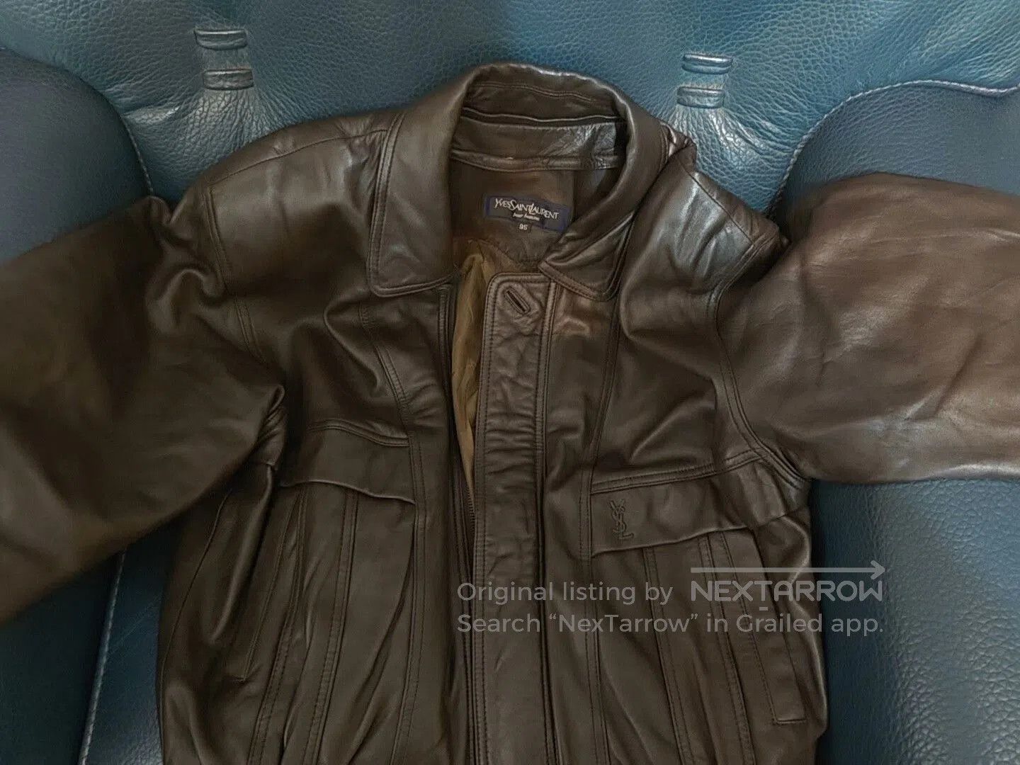 Saint Laurent Paris YSL Vintage Brown Men's Leather Jacket. Size US L / EU 52-54 / 3 - 1 Thumbnail