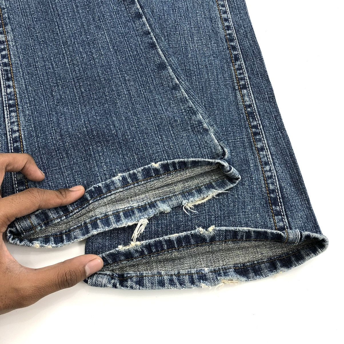 If Six Was Nine × Japanese Brand × Le Grande Bleu (L.G.B.) Y2K Clef de Sol Flared Jeans Distressed Bootcut Denim Pants Size 29" - 14 Thumbnail
