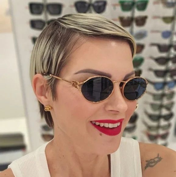 Miu Miu NEW Miu Miu MU52YS ZVF1V1 LOGO Oval Unisex Sunglasses Size ONE SIZE - 13 Thumbnail