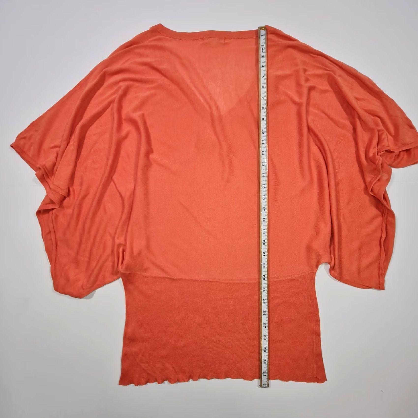 Vintage Les Petites Jumper Orange 10 UK V-Neck 3/4 Sleeve Silk Cotton Knit Pullover Top Womens Size L / US 10 / IT 46 - 6 Thumbnail