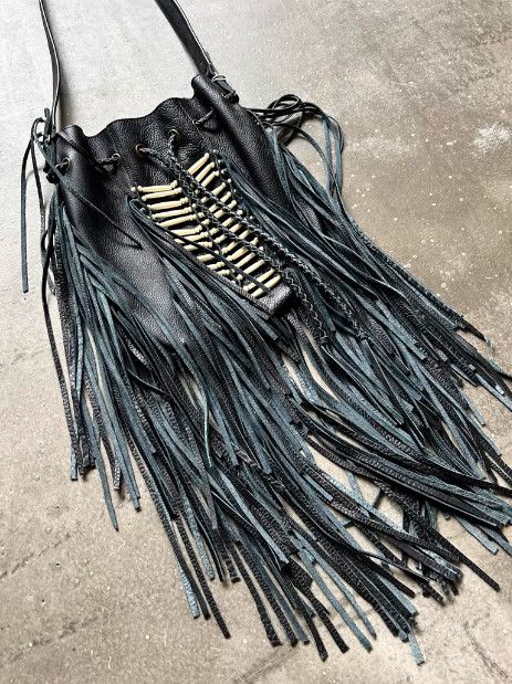 GOA GOA Early Handmade Beaded Fringe Leather Bag Size ONE SIZE - 7 Thumbnail