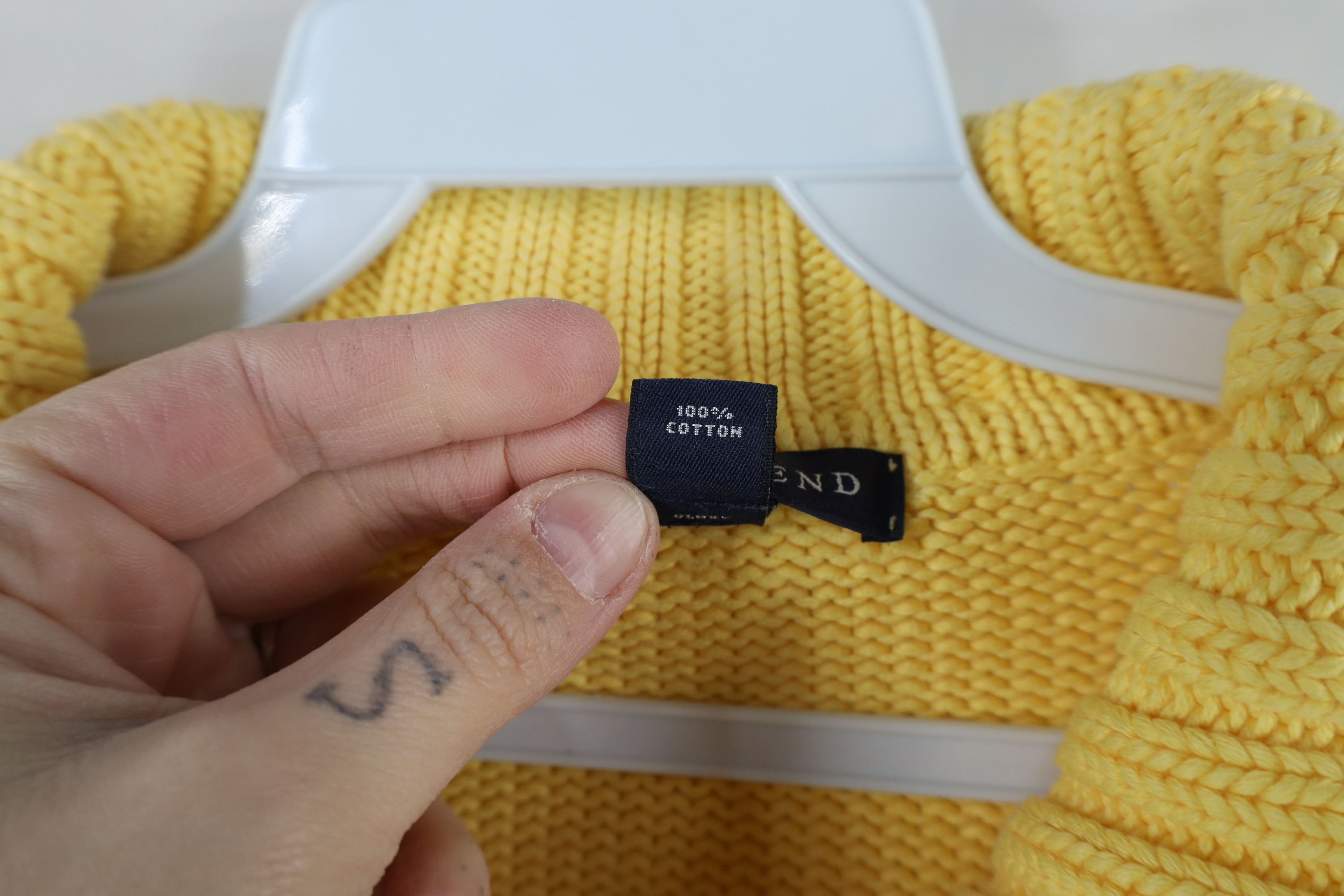 Lands' End × Vintage Vintage 90s Lands End Knit Cardigan Sweater Yellow Japan Size XL / US 12-14 / IT 48-50 - 6 Thumbnail