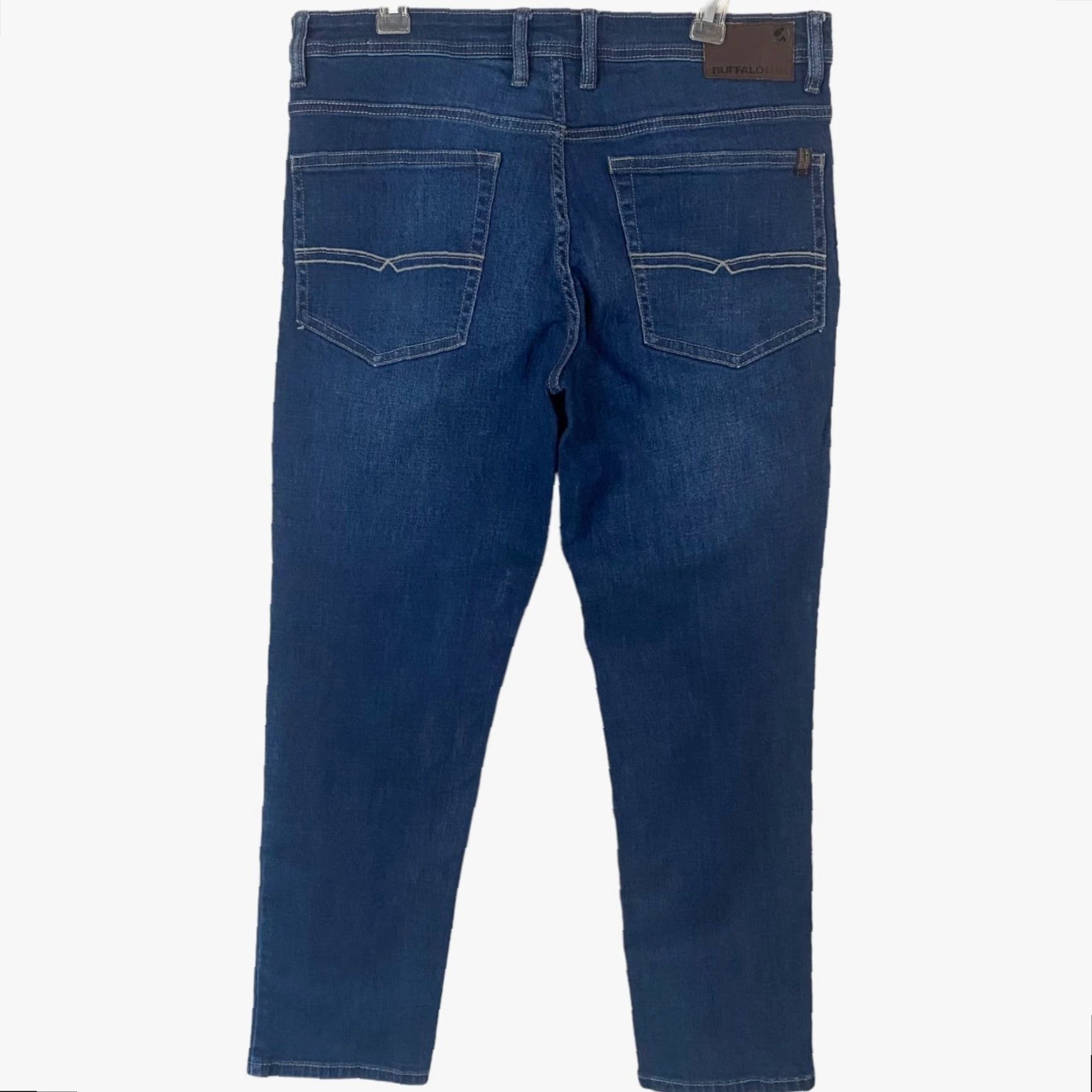 Buffalo David Bitton Buffalo David-Bitton Jeans Straight Mens 34X30 5-Pocket Denim Stretch Medium Wash Blue Denim Size US 34 / EU 50 - 3 Thumbnail