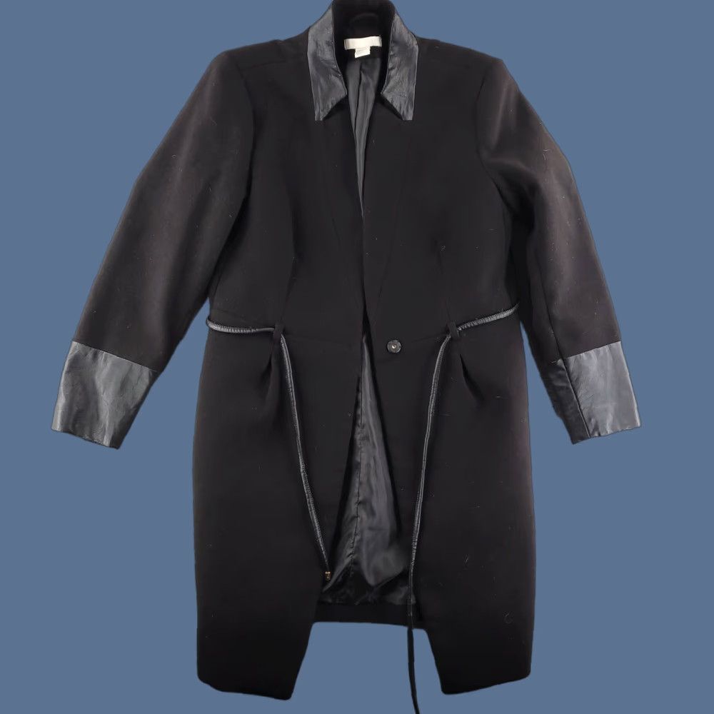 H&M H&M Trench Coat Black Womens 14 Warm Leather Accents Belted Long Overcoat Size XL / US 12-14 / IT 48-50 - 1 Thumbnail
