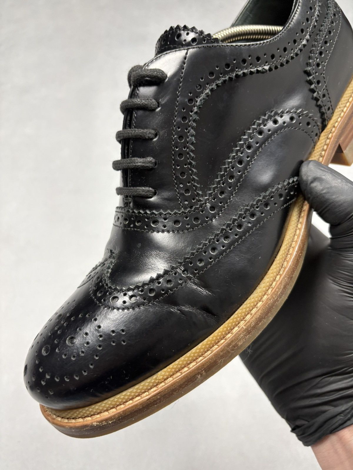 Jil Sander Jil Sander Black Leather Brogue Lug Sole Shoes Size 39 Rare Size US 6 / EU 39 - 8 Thumbnail