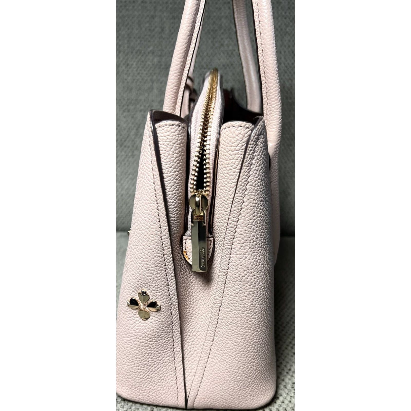 Vintage VINTAGE kate spade new york Margaux Satchel Bag - Blush Pink Cream Studded Leather Satchel Womens Medium Bags Size ONE SIZE - 5 Thumbnail