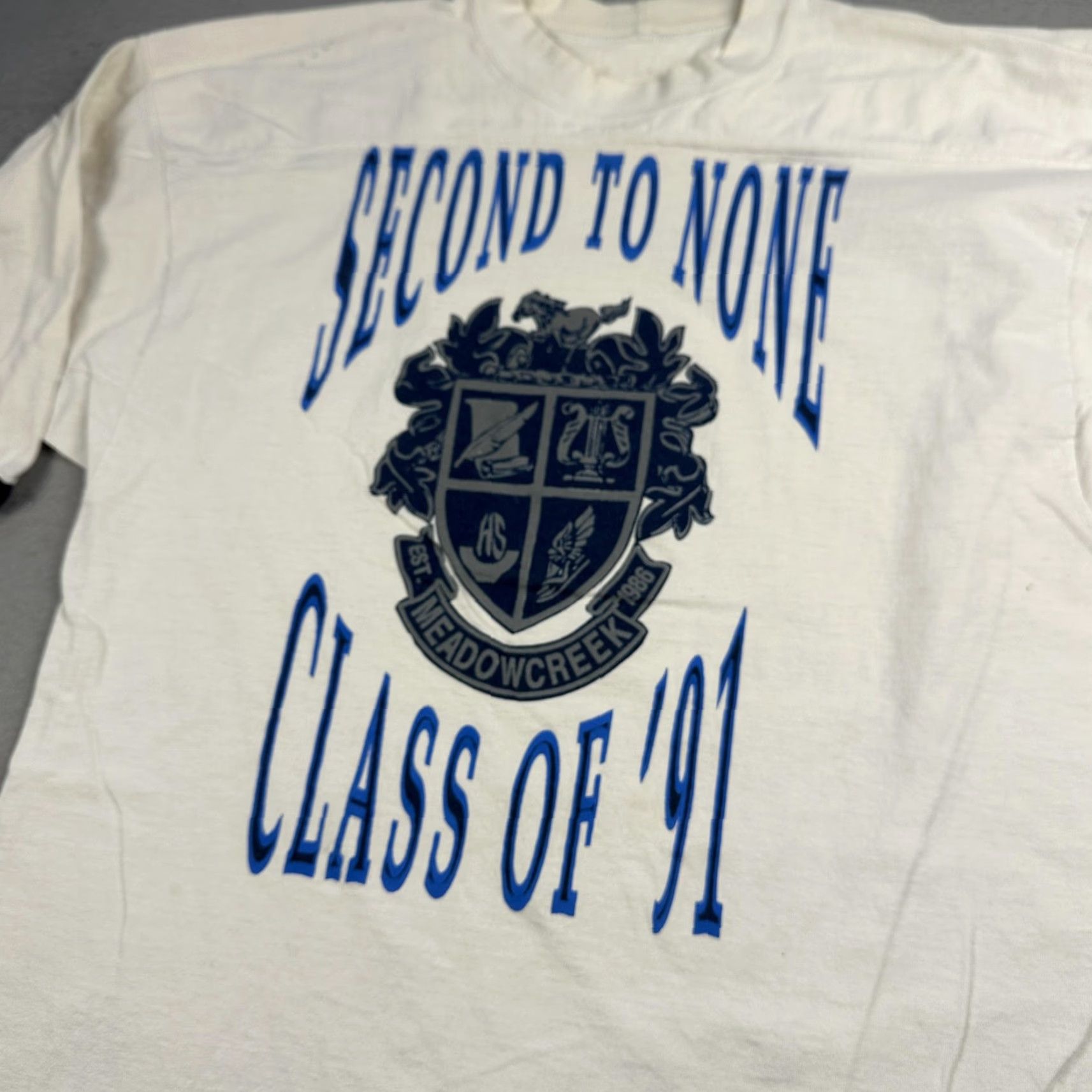 Vintage VINTAGE Meadowcreek High School Shirt Mens XL White Class Of 91 Seniors 90s Nike? Size US XL / EU 56 / 4 - 7 Thumbnail