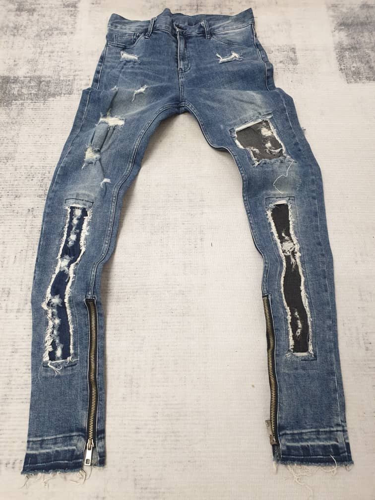 Japanese Brand Dance schon patchwork super skinny Size US 30 / EU 46 - 4 Thumbnail