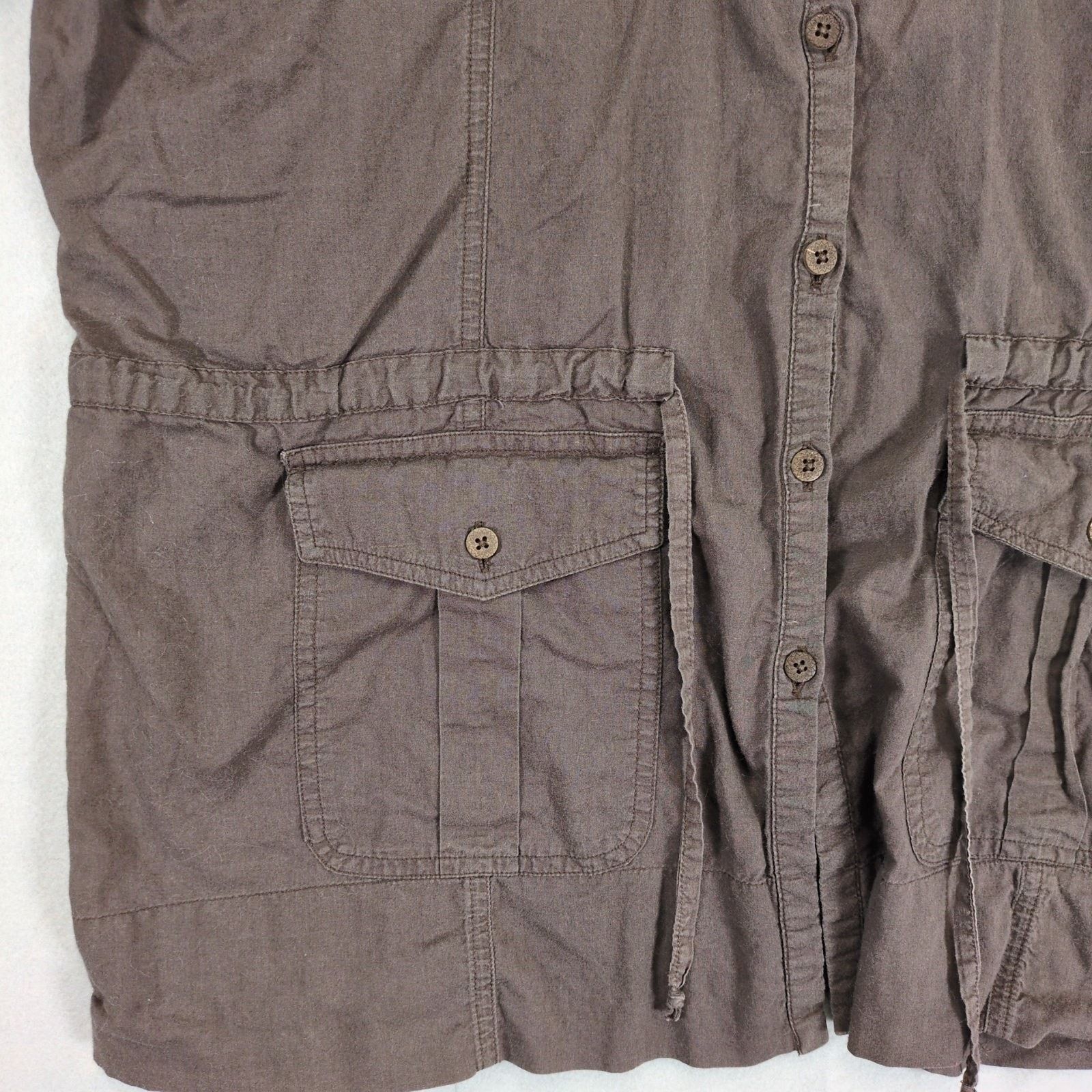 Caribbean Caribbean Joe Women's XL Brown Button Up Tunic Cargo Shirt Size XL / US 12-14 / IT 48-50 - 4 Thumbnail