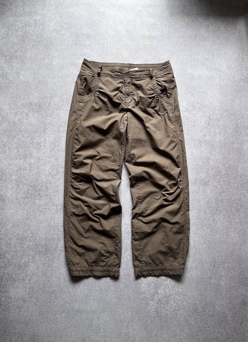 Vintage Nike Swoosh Baggy Brown Pants Y2K M