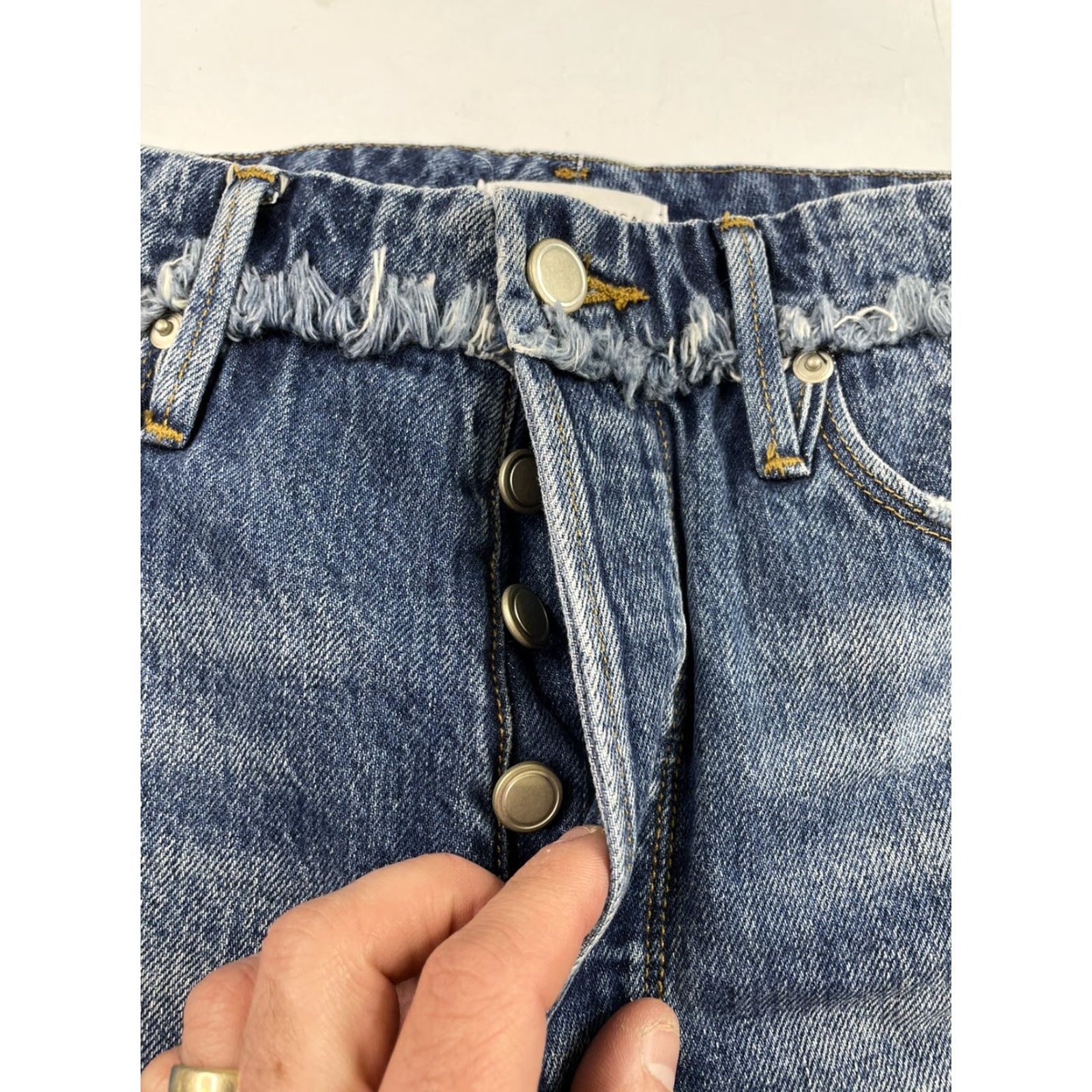Good American Good American Good Boy Jeans Size 6/28 High Rise Slit Straight Denim Womens Jeans Size 28" / US 6 / IT 42 - 4 Thumbnail