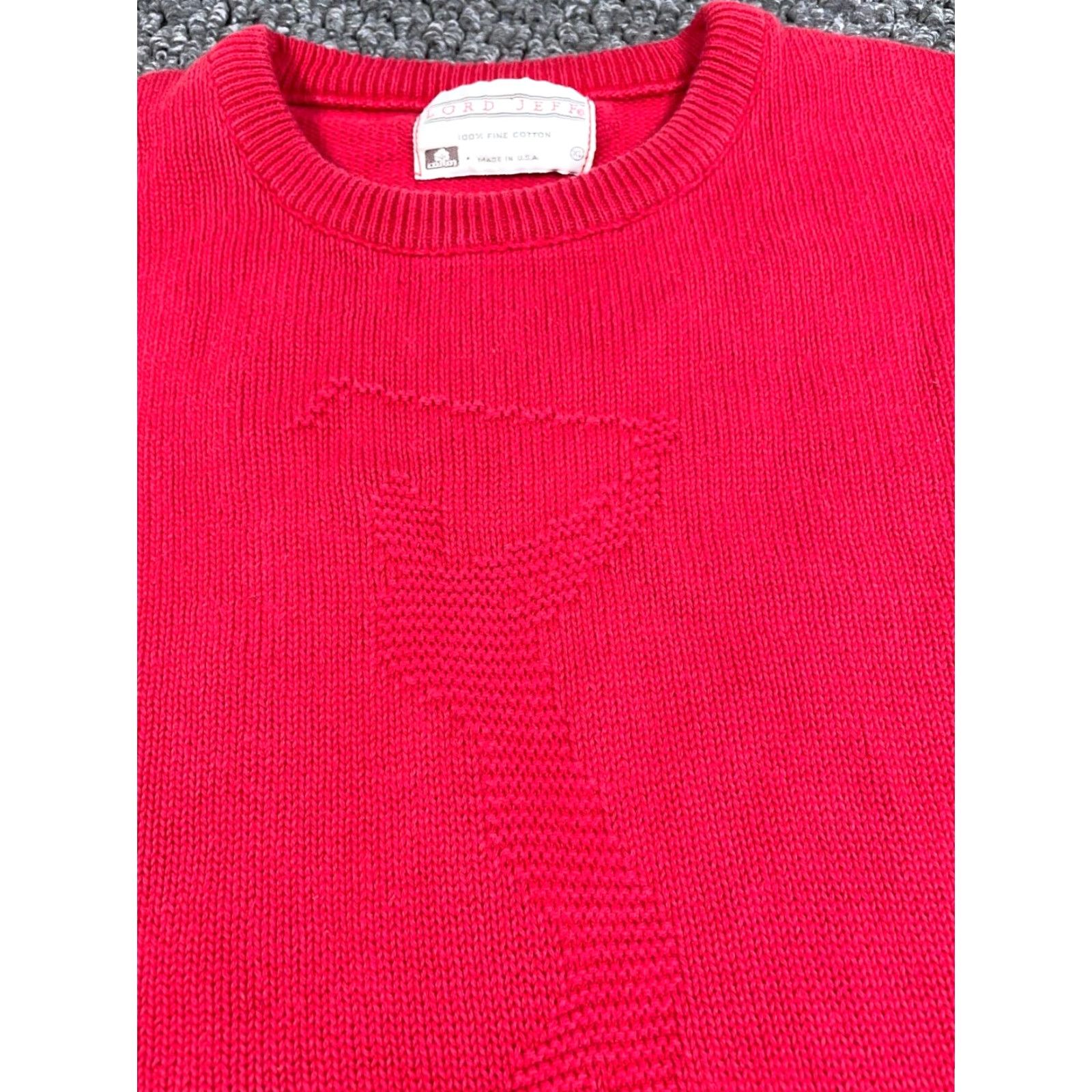 Vintage VINTAGE Lord Jeff Golf Knit Sweater Shirt Adult Large Red Embroidered 3-D Golf Pattern USA Made Mens Size US L / EU 52-54 / 3 - 4 Thumbnail