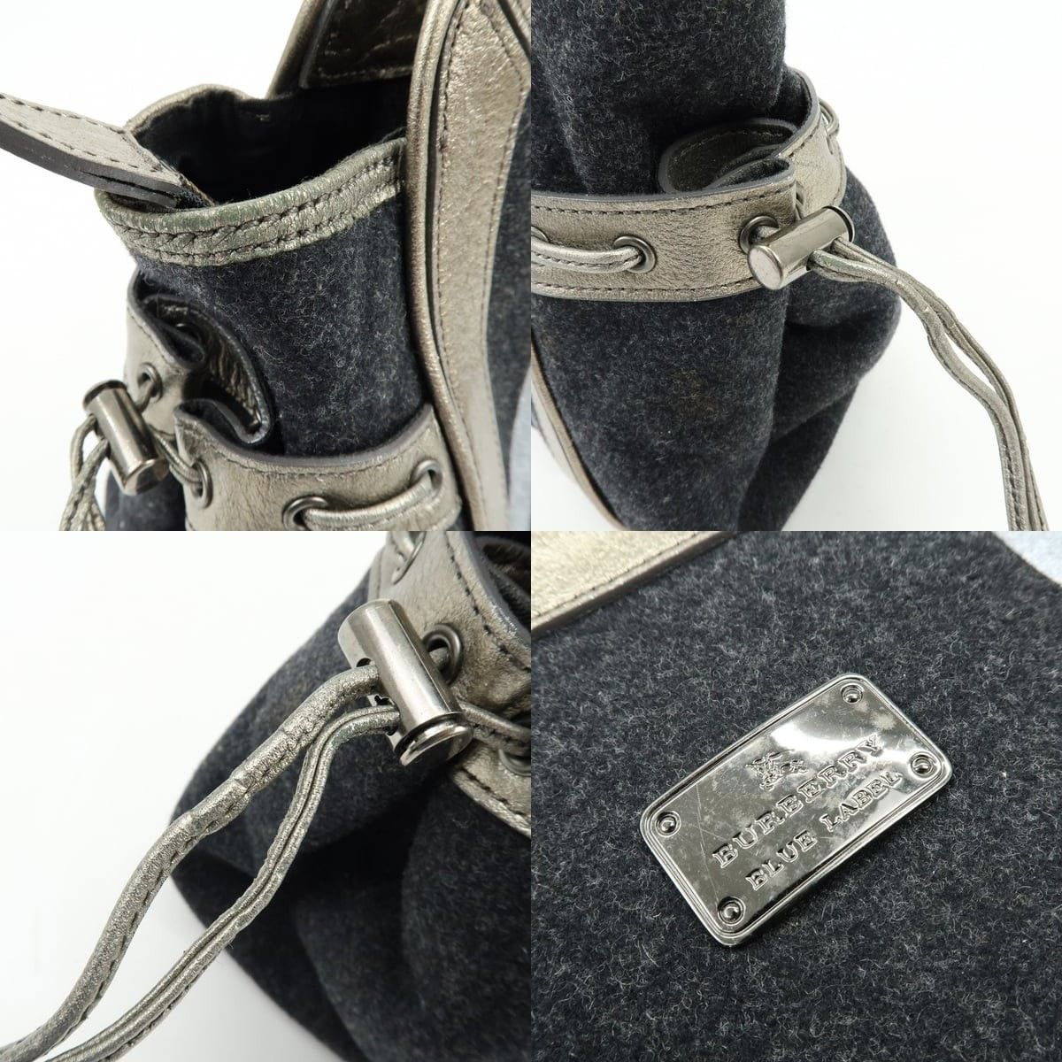 Burberry Burberry Blue Label Wool & Leather Shoulder Bag Gray Size ONE SIZE - 6 Thumbnail