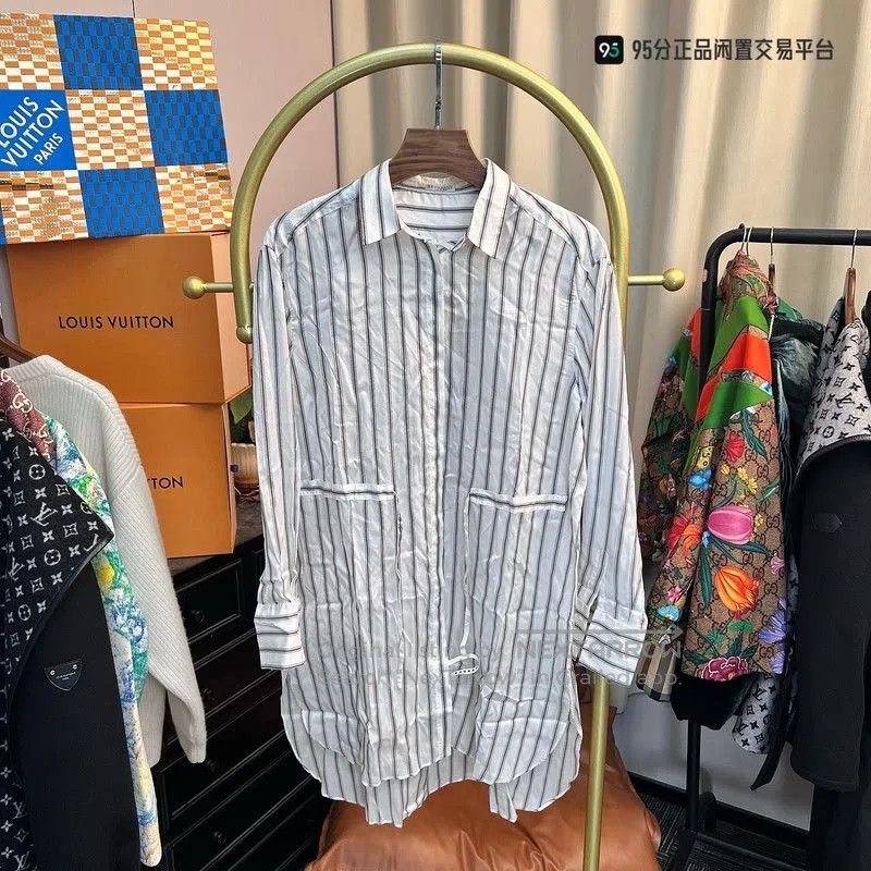Brunello Cucinelli Brunello Cucinelli Striped Beaded Long Shirt. Size US L / EU 52-54 / 3 - 3 Thumbnail