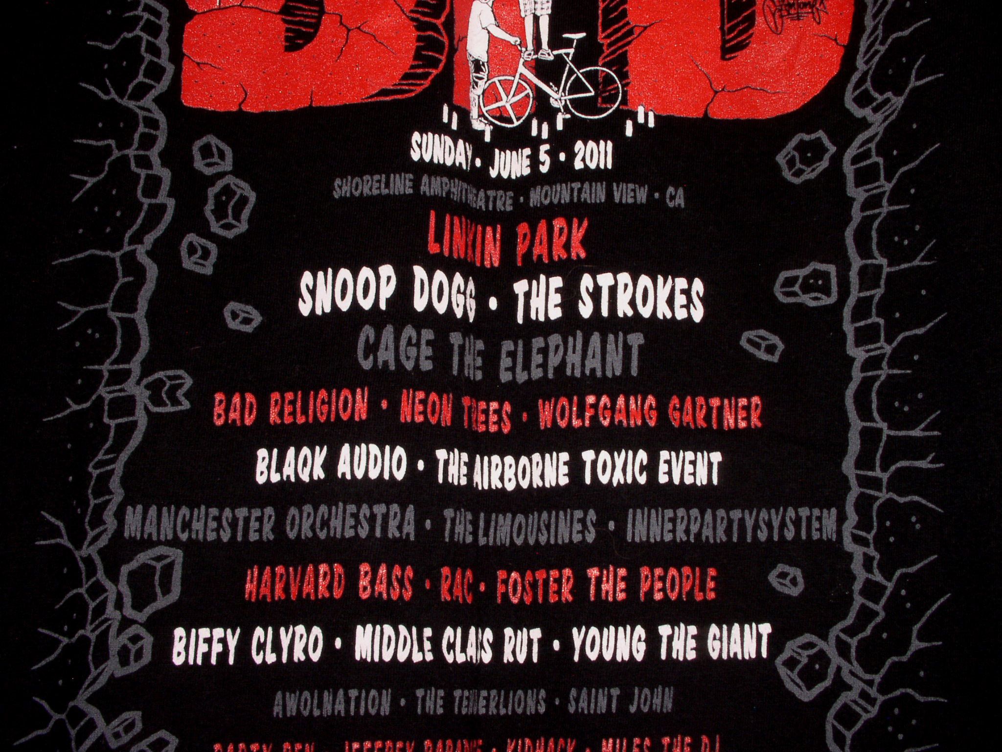 Rap Tees BFD Concert Shirt 2011 Mountain View Linkin Park Snoop Dogg Size US XL / EU 56 / 4 - 6 Thumbnail