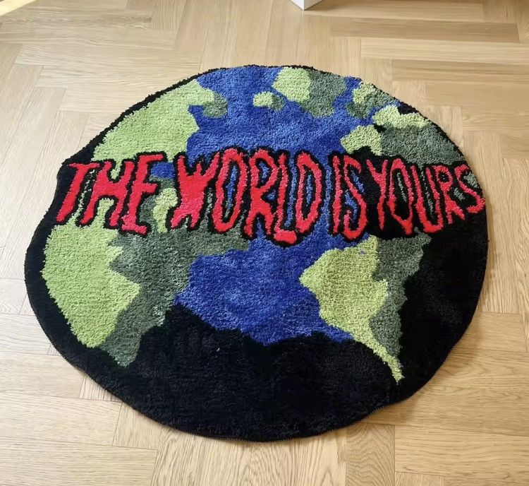 Japanese Brand Custom "Floor Art" Acrylic Tufted Rug – 90x90cm Size ONE SIZE - 7 Thumbnail