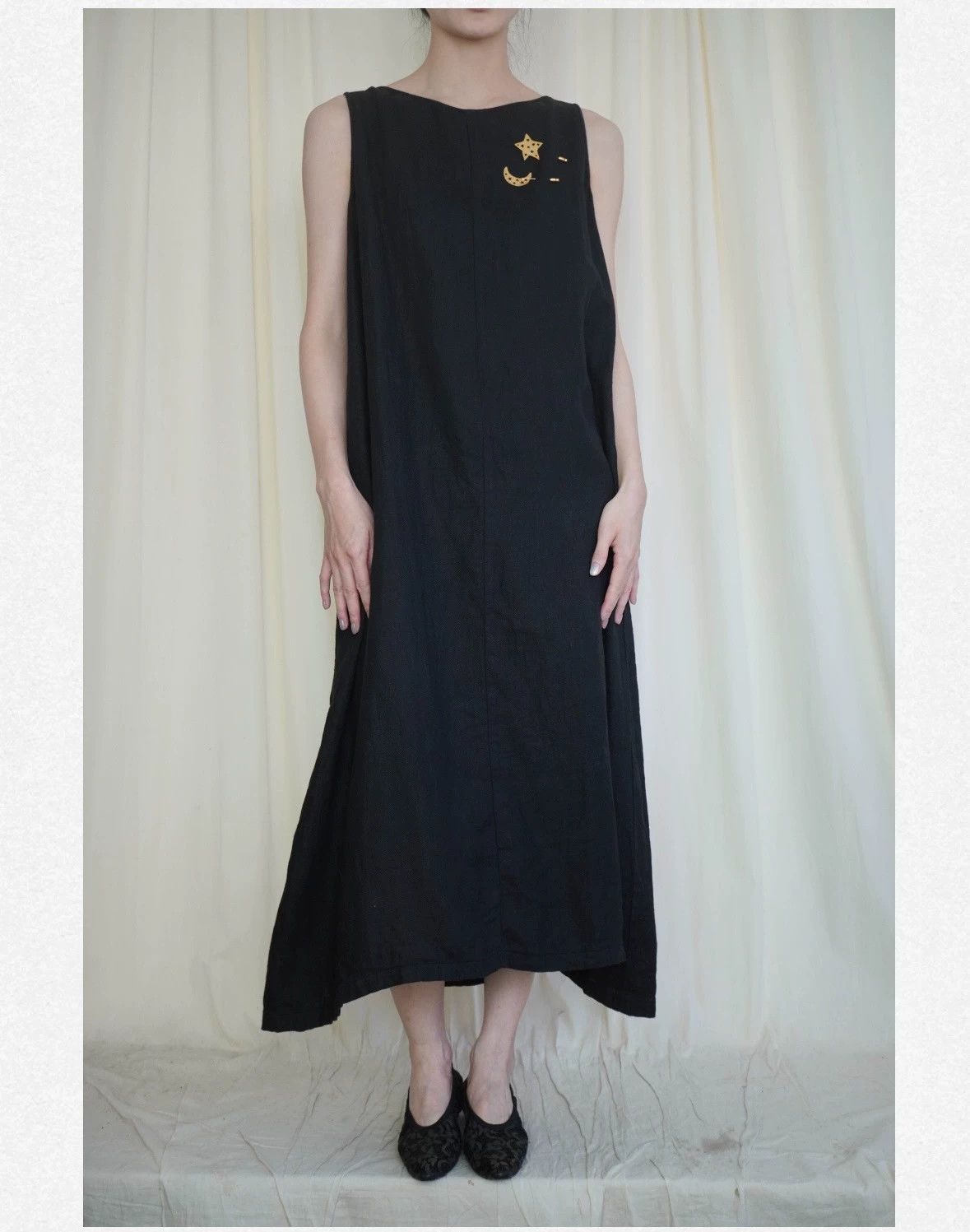 Other EvamEva 2000s Black Linen Vest Dress Japan 9/10 Free Size Size ONE SIZE - 1 Thumbnail