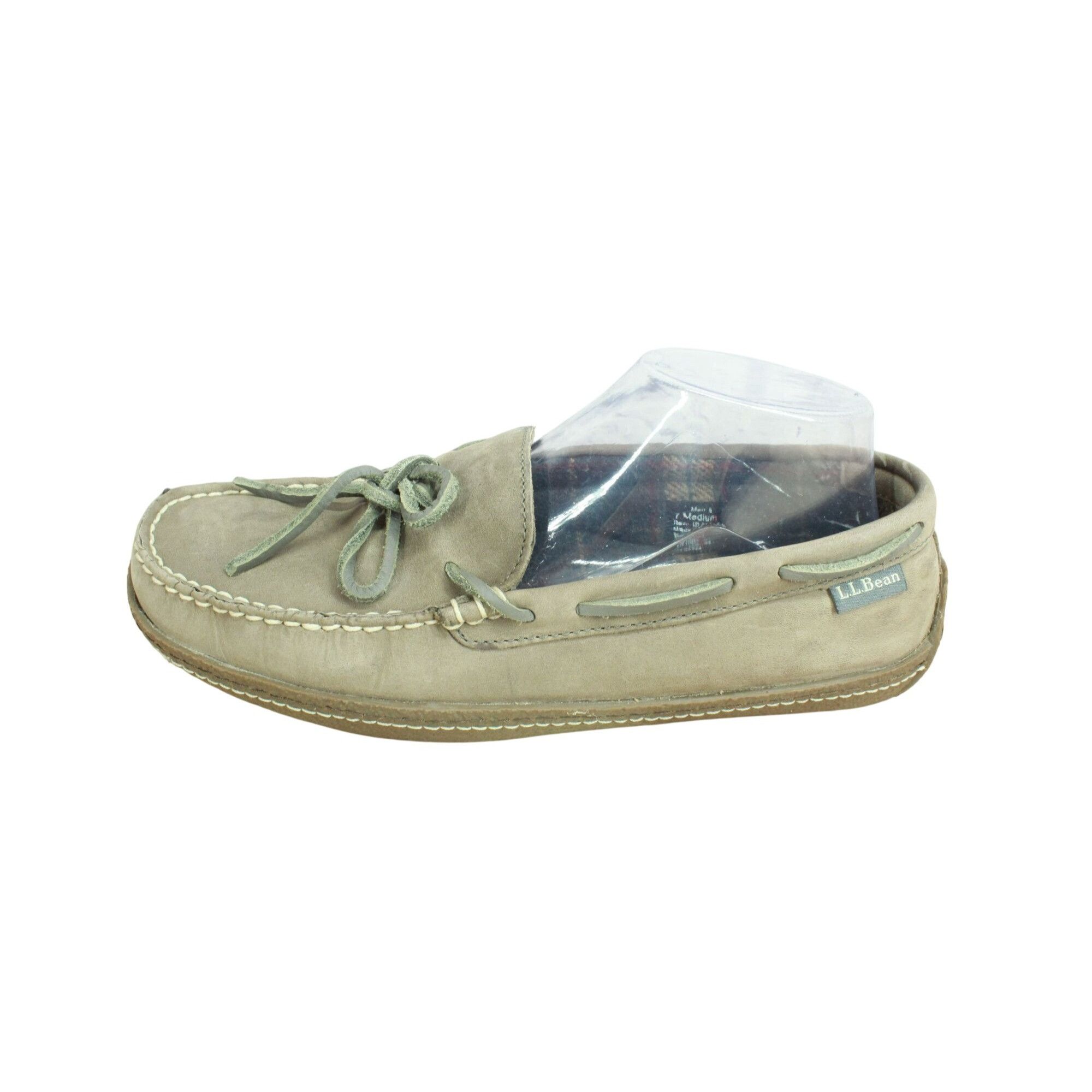 L.L. Bean × Leather LL Bean Leather Flannel-Lined Flexible Handsewn Slippers Size US 7 / EU 40 - 1 Thumbnail