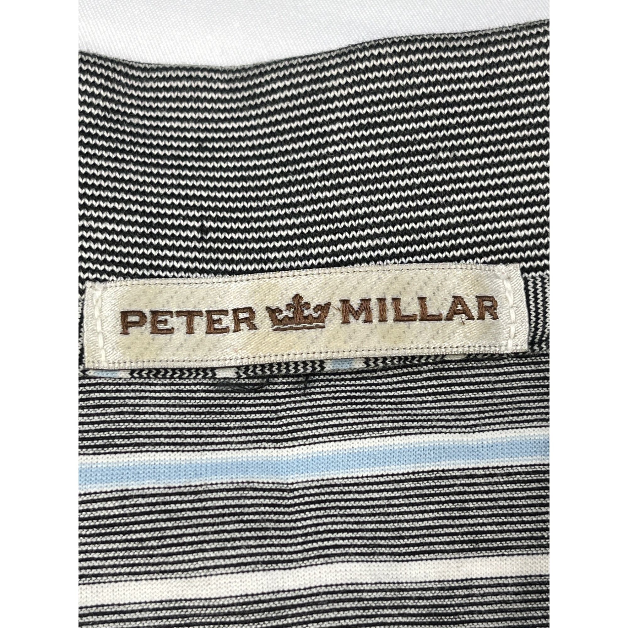 Peter Millar Peter Millar SKU 7569 Mens Striped Polo Shirt Gray and Blue Size US L / EU 52-54 / 3 - 5 Thumbnail