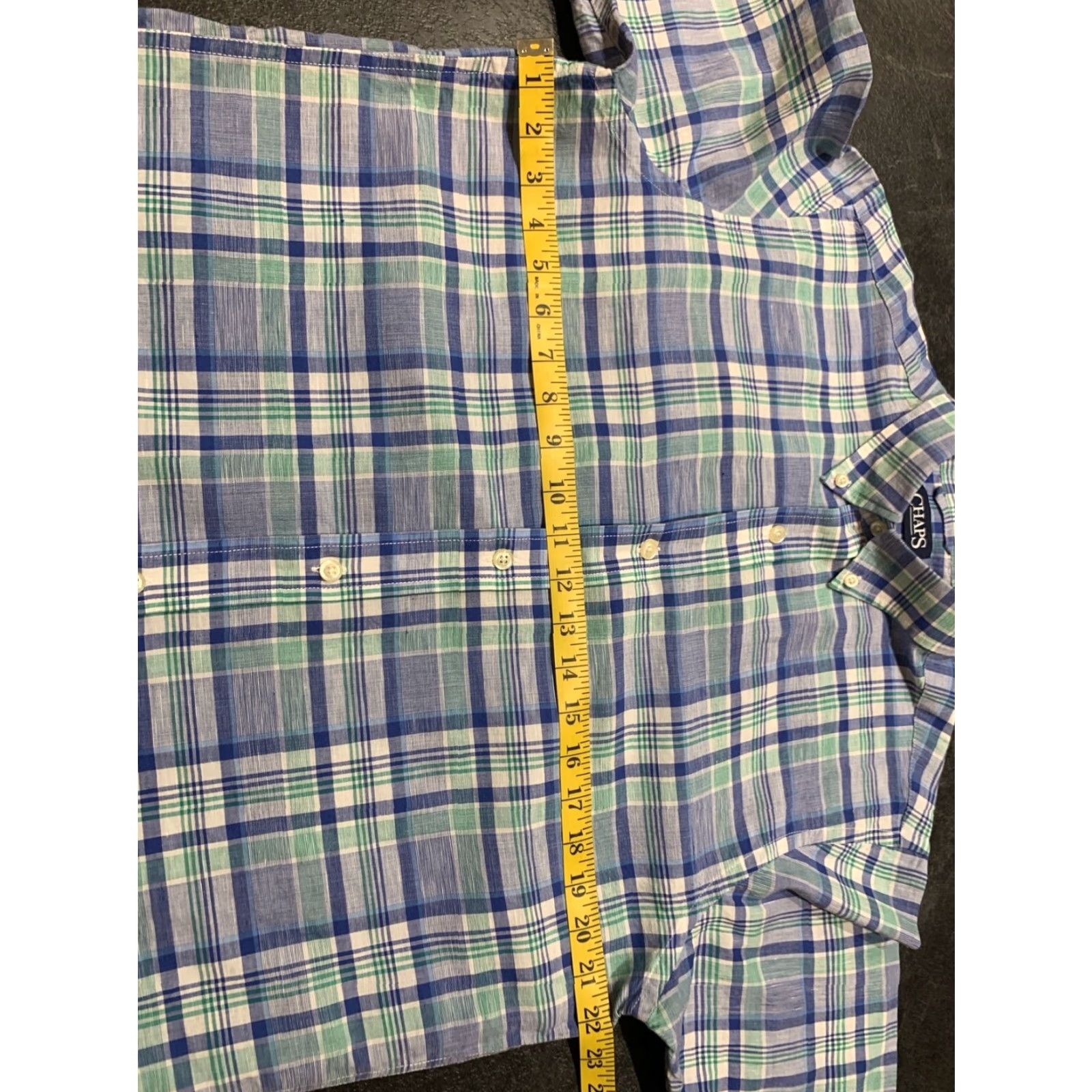 Chaps Chaps Plaid Button Down Shirt Mens Short Sleeve Multicolor Cotton Linen M Size US M / EU 48-50 / 2 - 6 Thumbnail