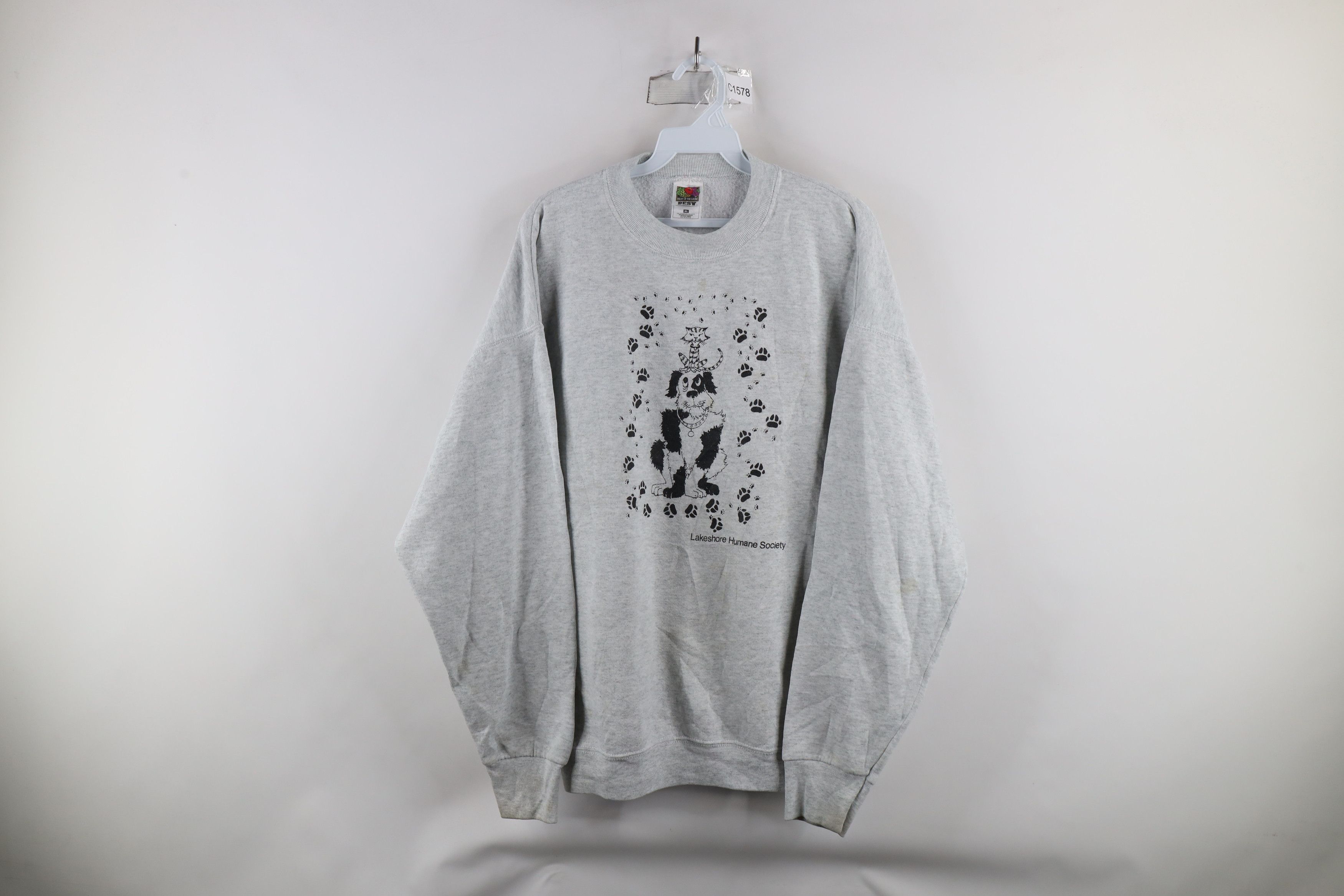 Vintage Vintage 90s Streetwear Humane Society Dog Cat Sweatshirt Size XL / US 12-14 / IT 48-50 - 1 Thumbnail