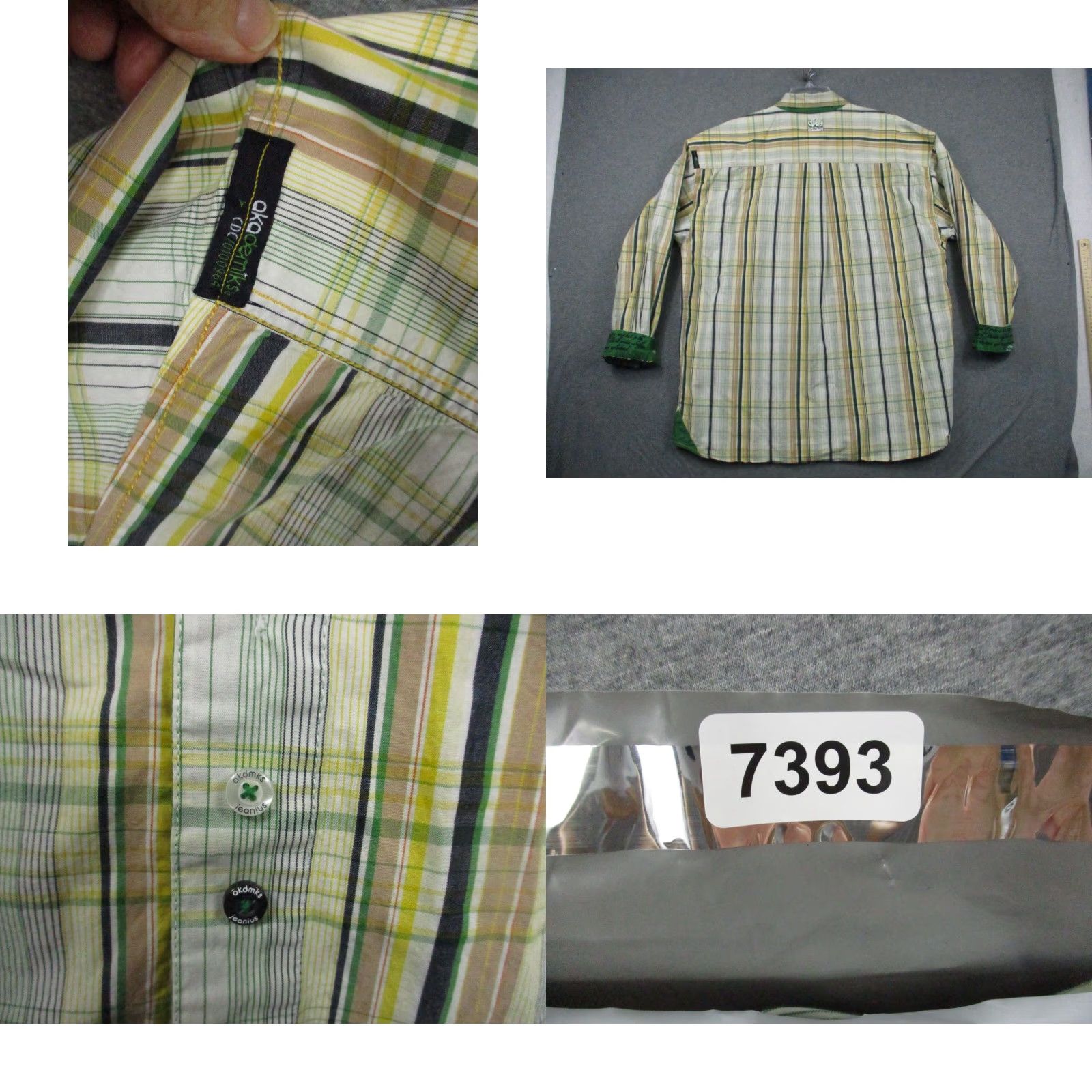 Akademiks Akademiks Shirt XXXL Men Green Yellow Plaid Stripe Button Up Long Sleeve Casual Hip Hop Y2K 90s Shirt Mens Big & Tall Size US XXL / EU 58 / 5 - 10 Thumbnail
