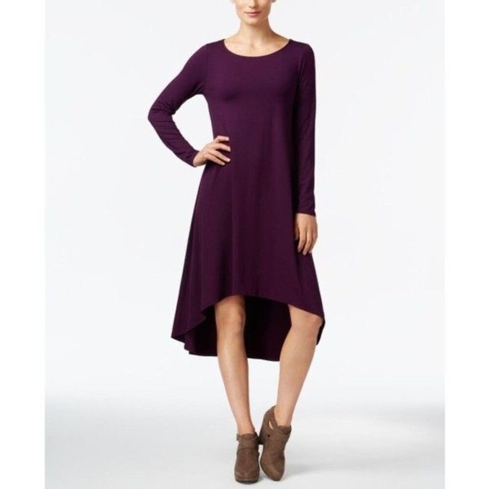 Eileen Fisher Eileen Fisher Hi-Low Long Sleeve Purple Dress Size M Size M / US 6-8 / IT 42-44 - 2 Thumbnail