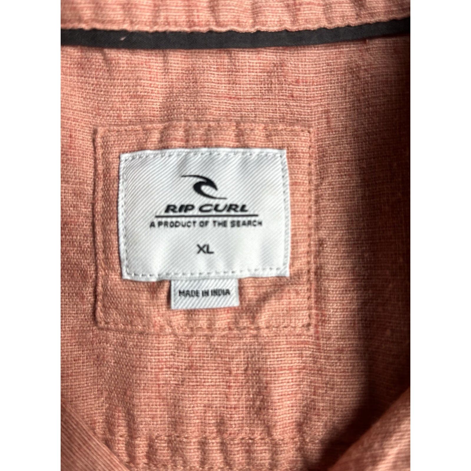 Rip Curl RIP CURL Shirt Button-Up Orange Cotton Short Sleeve - Large - Pockets Mens Size US L / EU 52-54 / 3 - 7 Thumbnail