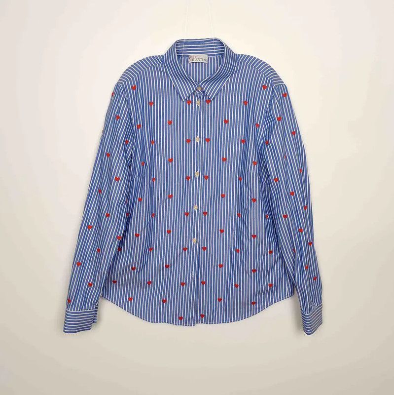 Valentino Blue Striped Cotton Shirt for Women 0089