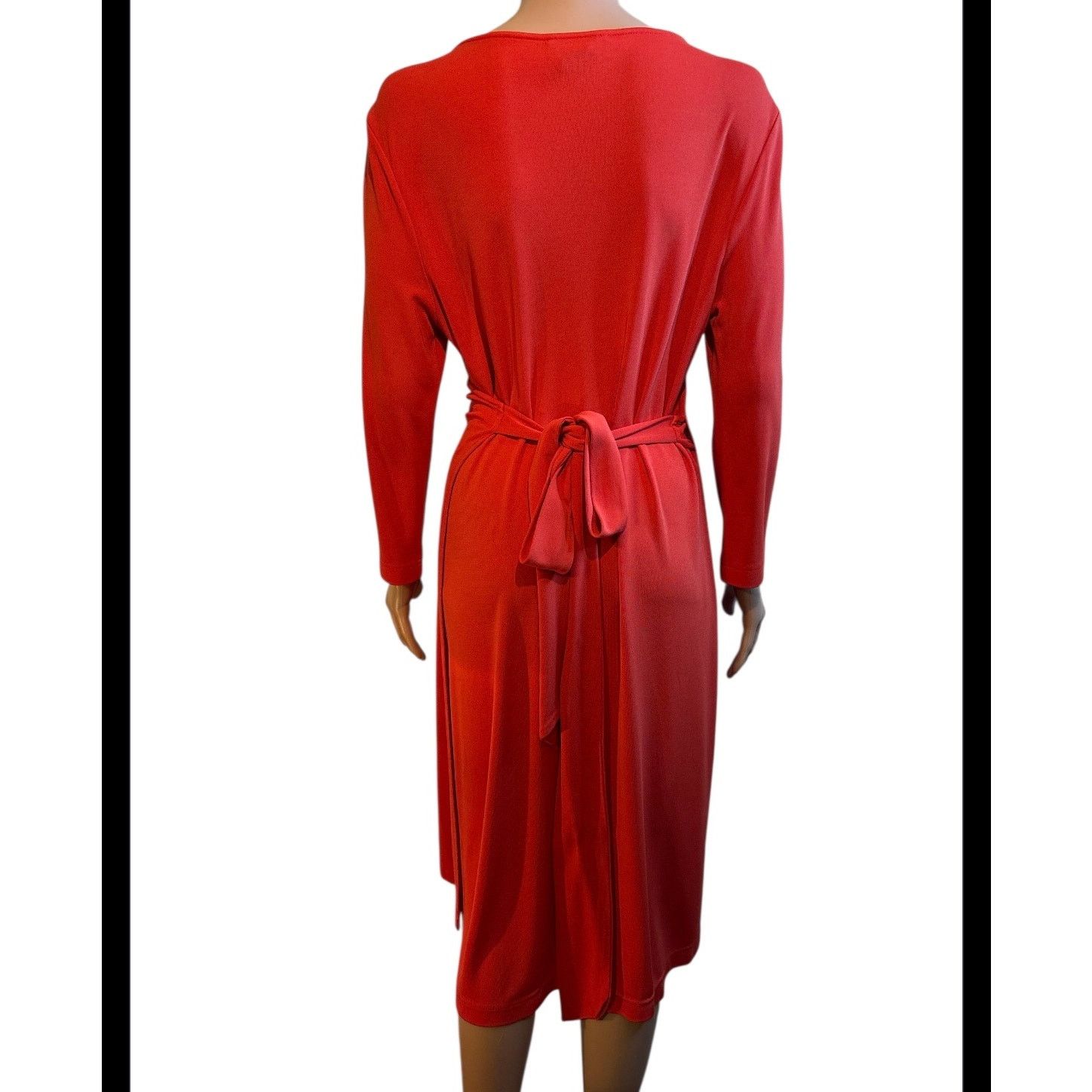 The Unbranded Brand Sutton Studio Red Knee-Length True Wrap Dress Size Large Size L / US 10 / IT 46 - 4 Thumbnail