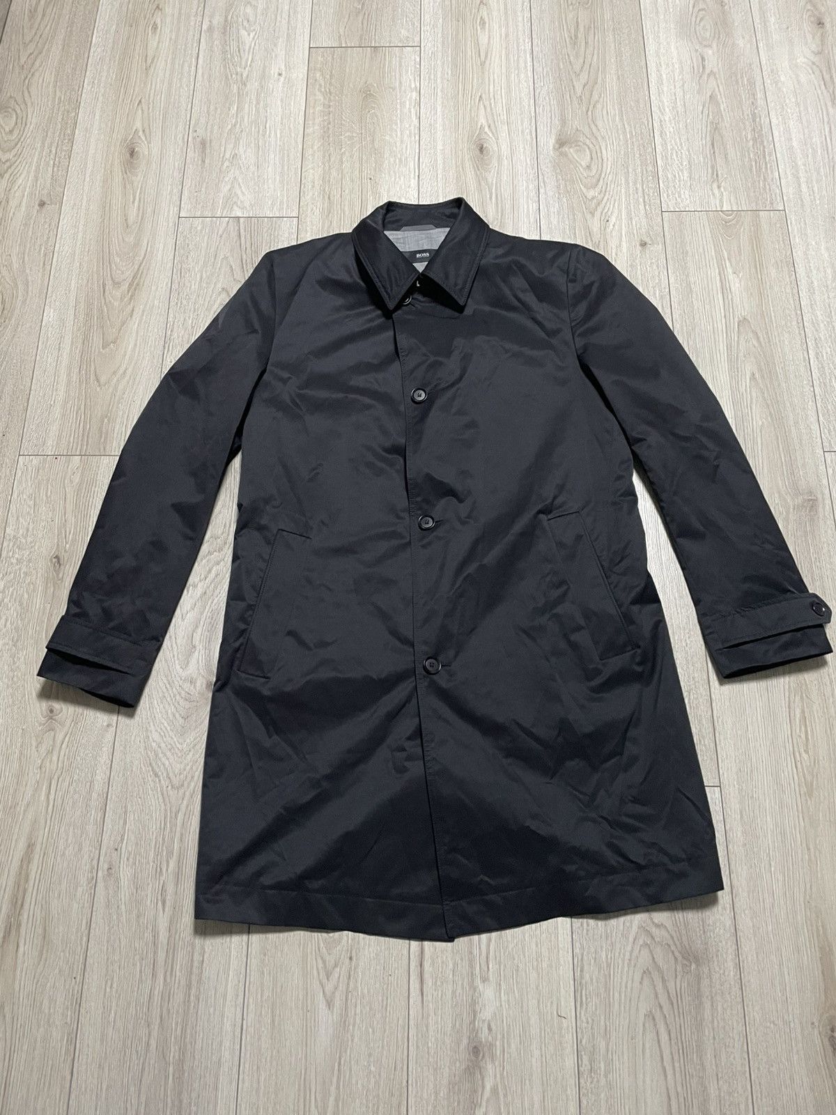 Hugo Boss The Fern1 Black Water Repellent Mac Coat Jacket